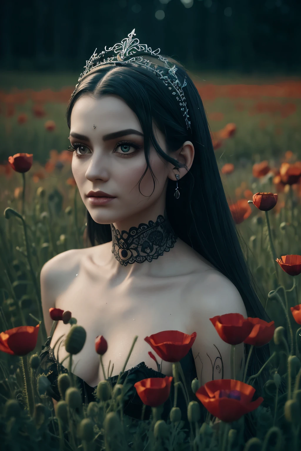 8K, ARTISTIC photogrAphy, best quAlity, mAsterpiece: 1.2), A (potrAit:1.2) Tim Burton's Corpse Bride style Diseny Toon Doll, in a field of flowers poppies with red petals , full body RAW candid cinema, 16mm, color graded portra 400 film, remarkable color, ultra realistic, sad admosphere, dark lighting, oppressive atmosphere, depressive colors, kodak portra 400, photograph,r, Natural Light, Salvatrucha tatoos, Crown Metal, Pinhead lighgts, blur reflection, Brush Strokes, Smooth, abstract, Splatter, Oil On Canvas, rainbow colors, fractal isometrics details bioluminescens : a stunning realistic photograph of wet bone structure, 3d render, octane render, intricately detailed, titanium decorative headdress, cinematic, trending on artstation | Isometric | Centered