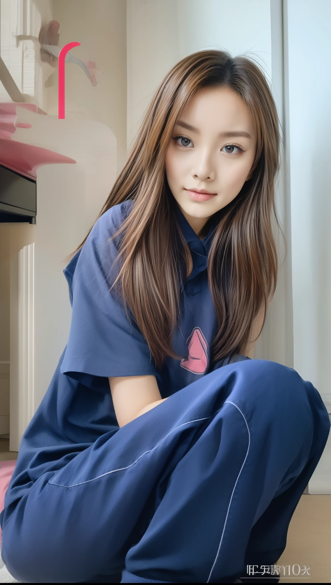 (best quality,10,10,height,Masterpiece:1.2),Special details,(realistic,Realistic picture,Realistic photos:1.37),1 Cute girl in the kitchen,shiny, skin shiny,only,smile softly,BDclothelue shirt:1.3)),short sleeve,shirt, Long pants.,(navy_long_track pants:1.1), ((Kitchen Background)),Dynamic angle,excited,Face focus,dynamic poses,from behind,focus on ass,Masterpiece, best quality, ultra realistic, Too many details, 8k resolution, raw photos, Sharp focus, ((Navy blue shirt:1.1)), short sleeve, long route, perfect body, 2 mature women, 18 years old, Cinema-grade lighting system,blue sweatpants,exercise cloth,correct anatomy,perfect body, correct body, Sharp face, Correct body anatomical, full body, realistic gestures, long-haired, realistic poses,Wear long shorts...........................,The legs are long.,Good shape,carved girl, Slender figure, model, Good shape, beautiful body,blue sweatpants, two girls kissing