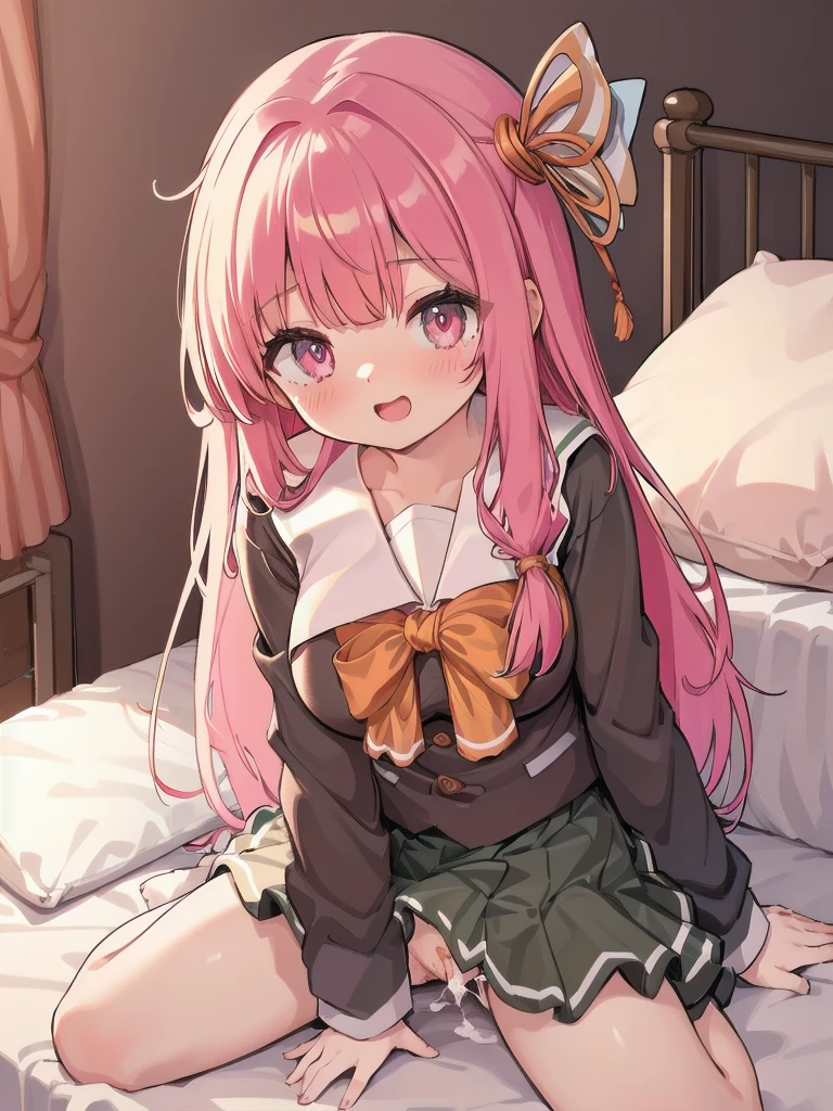 (((full body))), (((pnkserafuku))), (highest quality:1.2), alone, 1 girl, kotonoha akane, ((pink hair)), smile, looking at the viewer, hair ribbon, (((spread legs onbed))),(((vaginal,sex))),(((cum in pussy))),(((from above))), (((lying on bed))),(((white bed sheet))),(((lie on the pillow))),(((perfect anatomy))),(masterpiece:1.0),(Highest_quality:1.0),detailed,highly detailed,ultra detailed,extremely detailed CG,super high resolution,4k,super detailed, photograph,high resolution,8K,HDR,Highly detailed CG Unity 8k wallpaper,super detailed skin,detailed beautiful eyes,detailed beautiful face,detailed beautiful face and eyes,very detailed background,perfect,lighting,colorful, bright_front_face_lighting,shiny skin,(highly detailed background),looking at the viewer,(Focus on her face), solo, upper body, looking at viewer, upper angle, perfect quality, good quality, masterpiece, HDR, UHD missionary position,masterpiece,best quality,detailed,highly detailed,ultra detailed,extremely detailed CG,high resolution,8K,super detailed skin, ((detailed beautiful eyes)),detailed beautiful face,detailed beautiful face and eyes,very detailed background,highly detailed background,(front view),(((super big breasts))),looking at viewer,The girl's breasts aren't exposed at all., You can clearly see that she has very large breasts.,((kawaii)),((orgasm face)),