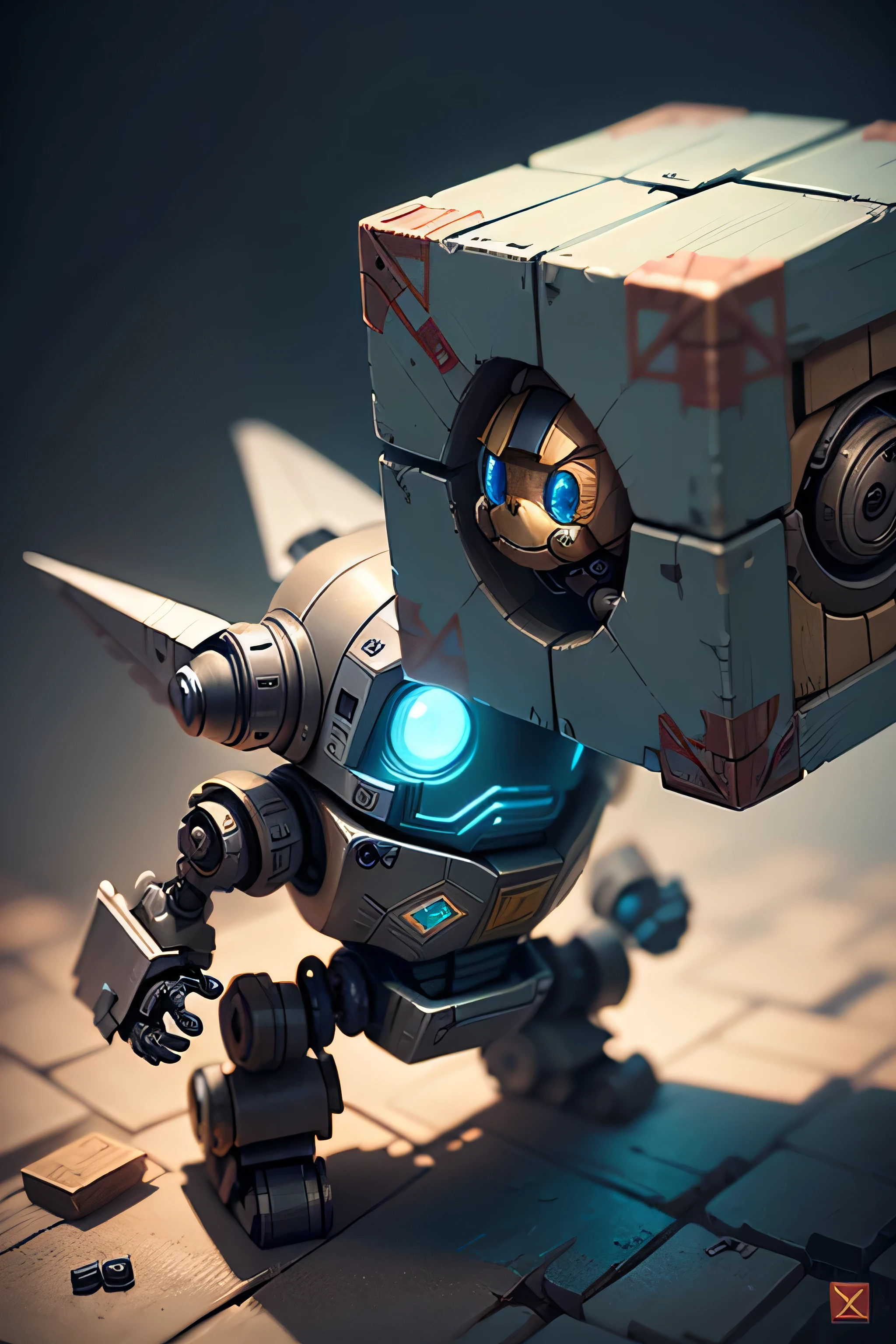 Create a small robot with multiple mechanical boxes