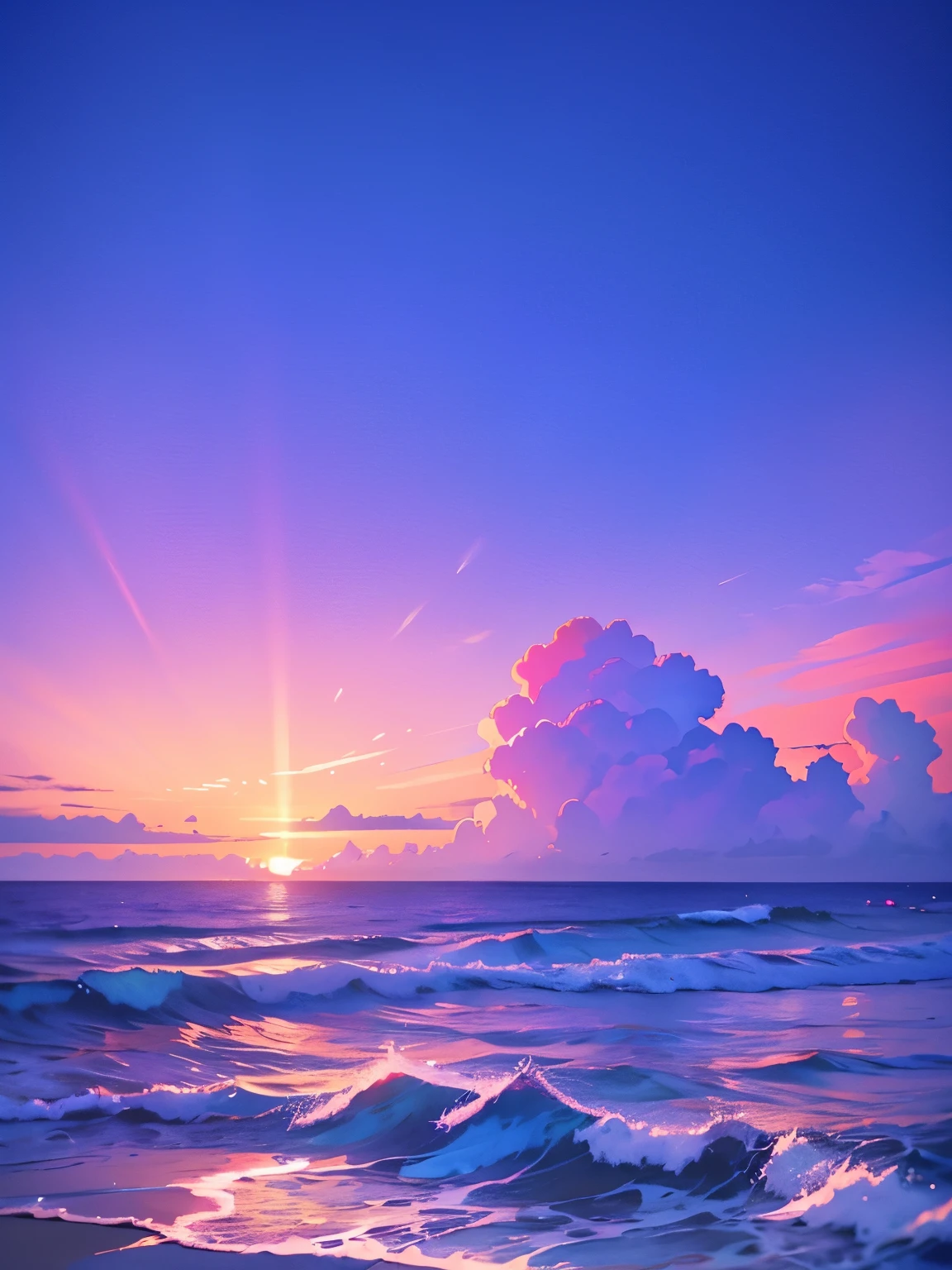 a purple and blue sunset over the ocean with waves, beautiful vibrant colors, beautiful colors, stunning colors, gorgeous colors, magical colours and atmosphere, breathtaking colors, amazing colors, magical colors and atmosphere, beautiful colours, vividly beautiful colors, amazing colours, moody beautiful colors, dreamy colors, beautiful colorful, very vibrant colors, colorful glow, vibrant moody colors