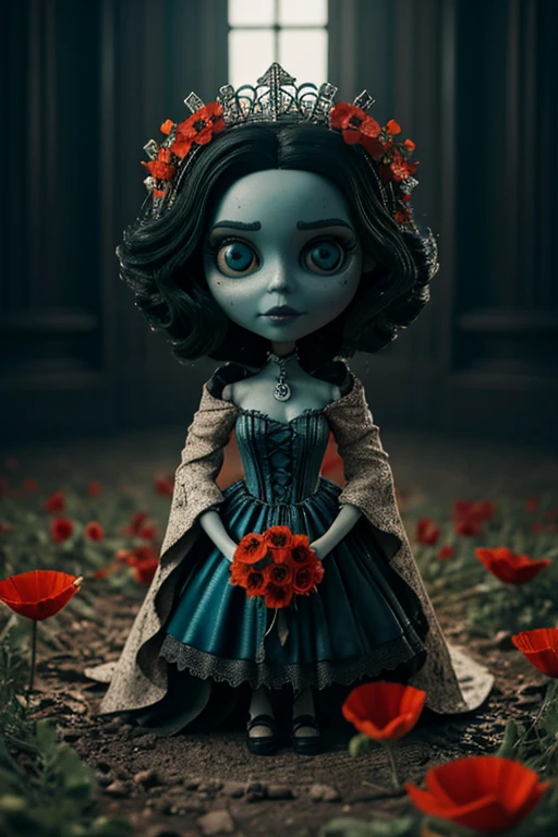 8K, ARTISTIC photogrAphy, best quAlity, mAsterpiece: 1.2), A (potrAit:1.2) Tim Burton's Corpse Bride style Diseny Toon Doll, in a field of flowers poppies with red petals , full body RAW candid cinema, 16mm, color graded portra 400 film, remarkable color, ultra realistic, sad admosphere, dark lighting, oppressive atmosphere, depressive colors, kodak portra 400, photograph,r, Natural Light, Salvatrucha tatoos, Crown Metal, Pinhead lighgts, blur reflection, Brush Strokes, Smooth, abstract, Splatter, Oil On Canvas, rainbow colors, fractal isometrics details bioluminescens : a stunning realistic photograph of wet bone structure, 3d render, octane render, intricately detailed, titanium decorative headdress, cinematic, trending on artstation | Isometric | Centered