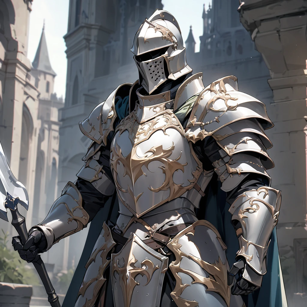Masterpiece, Improved quality, High quality, Good anatomy. Well-formed hands,cHealthy body, Intact fingers, Normal digits, 4k quality, knight. Heavy armor, cloak, spear, shield,
