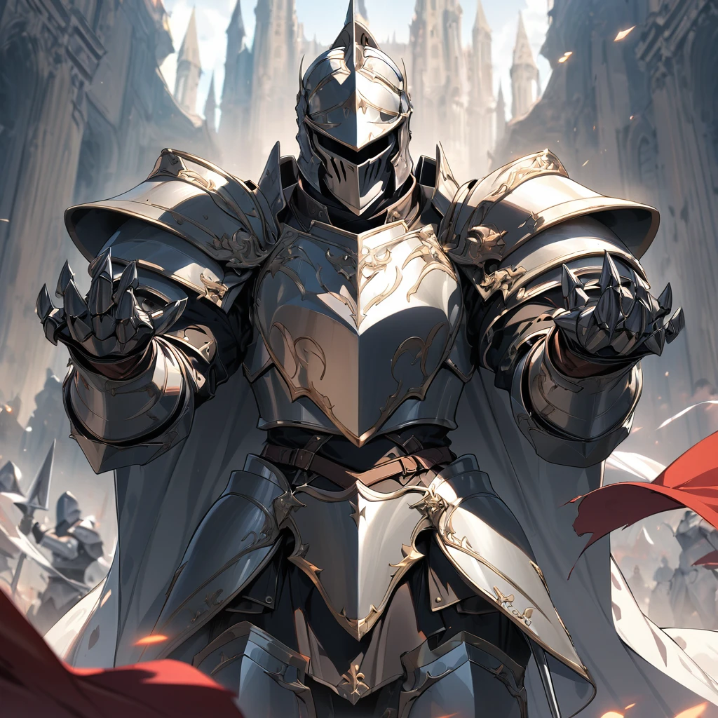Masterpiece, Improved quality, High quality, Good anatomy. Well-formed hands,cHealthy body, Intact fingers, Normal digits, 4k quality, knight. Heavy armor, cloak, spear, shield,