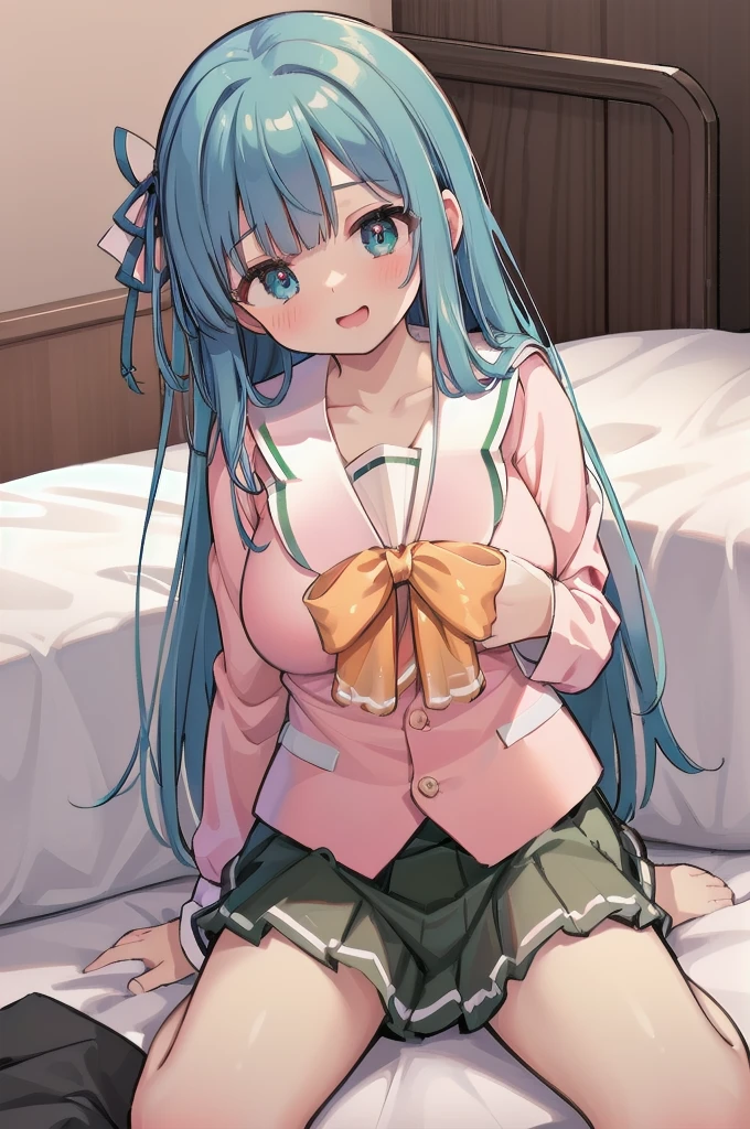 (((full body))), (((pnkserafuku))), (highest quality:1.2), alone, 1 girl, kotonoha aoi, hair ribbon, blue hair, red eyes, very long hair, dull bangs, (((spread legs onbed))),(((vaginal,sex))),(((cum in pussy))),(((from above))), (((lying on bed))),(((white bed sheet))),(((lie on the pillow))), ((blue hair)), smile, looking at the viewer, (((perfect anatomy))),(masterpiece:1.0),(Highest_quality:1.0),detailed,highly detailed,ultra detailed,extremely detailed CG,super high resolution,4k,super detailed, photograph,high resolution,8K,HDR,Highly detailed CG Unity 8k wallpaper,super detailed skin,detailed beautiful eyes,detailed beautiful face,detailed beautiful face and eyes,very detailed background,perfect,lighting,colorful, bright_front_face_lighting,shiny skin,(highly detailed background),looking at the viewer,(Focus on her face), solo, upper body, looking at viewer, upper angle, perfect quality, good quality, masterpiece, HDR, UHD missionary position,masterpiece,best quality,detailed,highly detailed,ultra detailed,extremely detailed CG,high resolution,8K,super detailed skin, ((detailed beautiful eyes)),detailed beautiful face,detailed beautiful face and eyes,very detailed background,highly detailed background,(front view),(((super big breasts))),looking at viewer,The girl&#39;s breasts aren&#39;t exposed at all., You can clearly see that she has very large breasts.,((kawaii)),((orgasm face)),