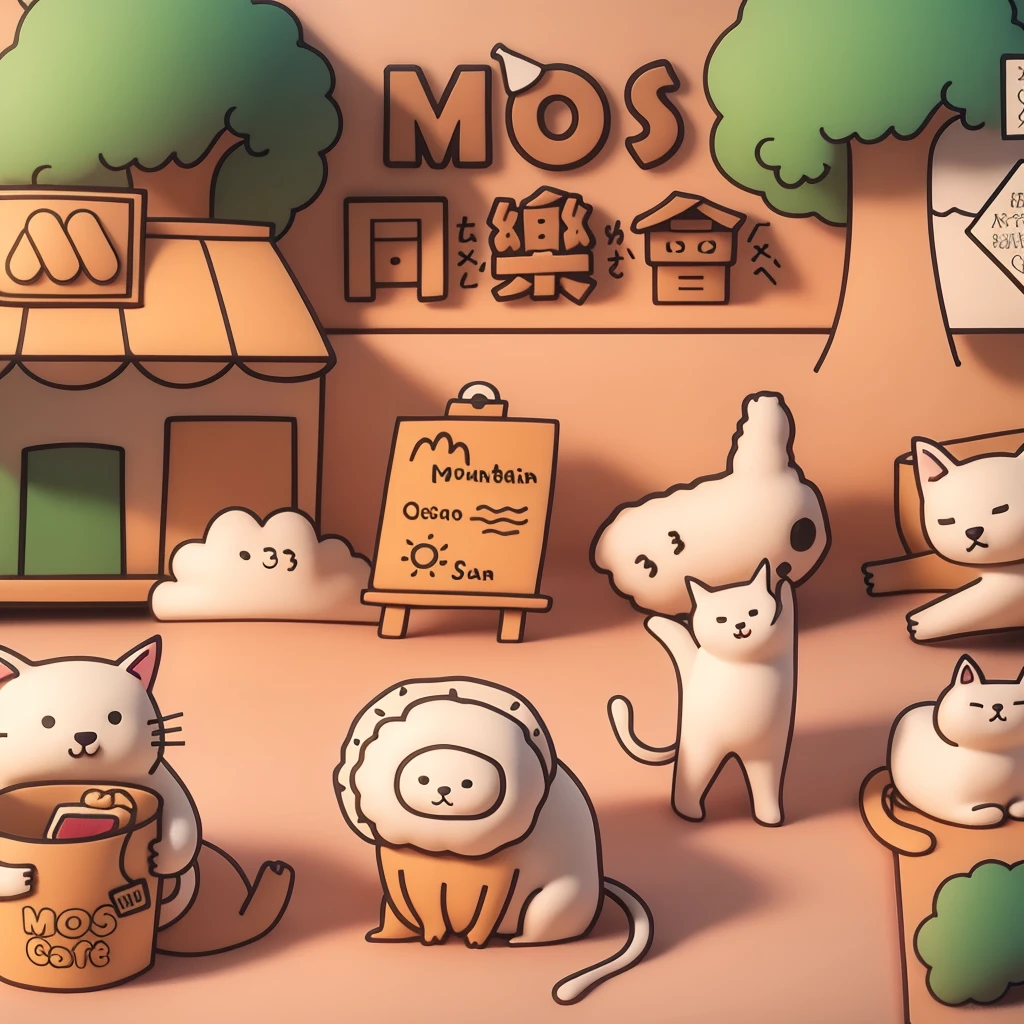 Coloring page of cats and dogs outside the restaurant, coloring book outline, coloring sheet, booger, Cute, Cat! Nearby, monochrome, meeting of the Cat, Felt Animal Cafe, coloring book, opening scene, miscellaneous, Cartoon tofu potatoes, Highly detailed illustrations, clean coloring book page, Mouse Cafe