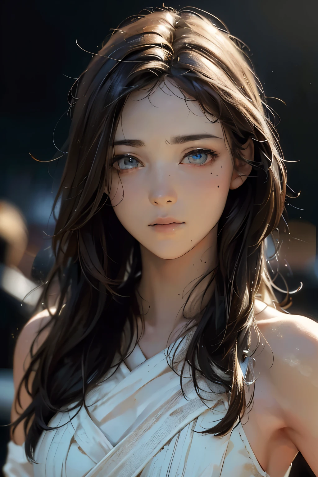 8K, best quality, masterpiece, ultra high resolution, (realism: 1.4), original photo, (Realistic skin texture: 1.3), (film grain: 1.3), (He shoots the angle), 1 girl and 1 boy, Beautiful eyes and facial details, masterpiece, best quality, close up, Upper body, looking at the audience