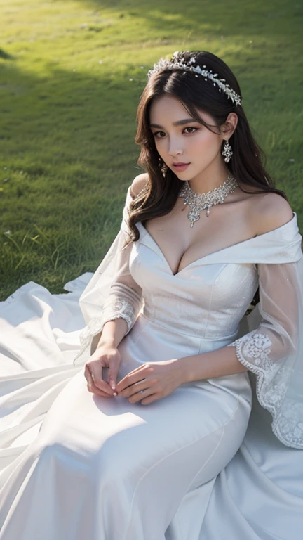 a woman in a white dress sitting on a tree trunk, lovely woman, beautiful princess, beautiful south korean woman, beautiful female princess, ((a beautiful fantasy empress)), beautiful girl model, attractive and beautiful, gorgeous beautiful woman, jaw-dropping beauty, a beautiful woman in white, ethereal beauty, gorgeous woman, stunning elegant pose, gorgeous and beautiful, beautiful young korean woman