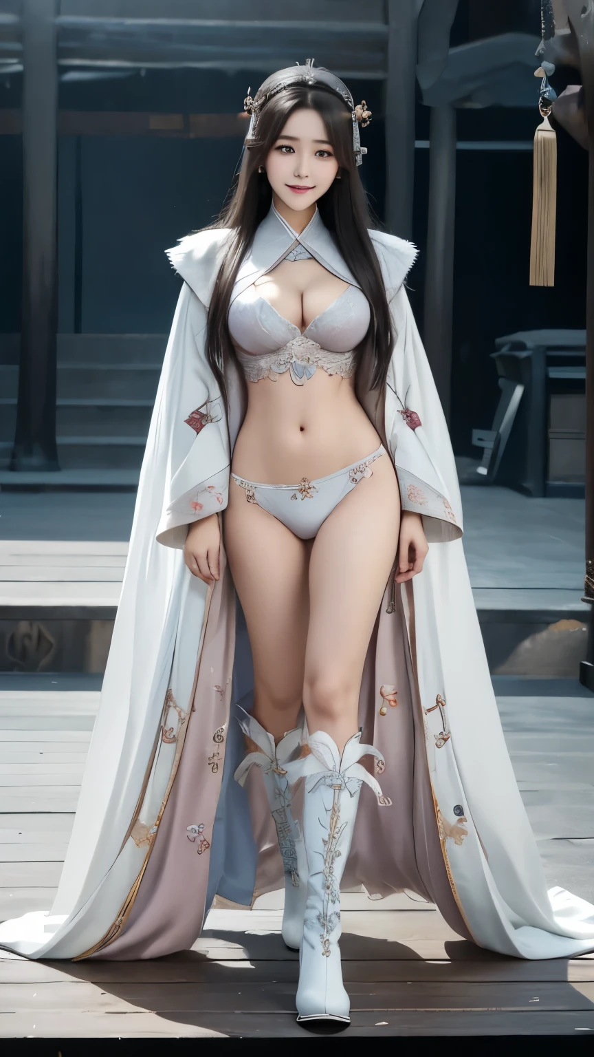 美麗的fantasy皇后, anime goddess, full body xianxia, ((美麗的fantasy皇后)), sweet smile,Sexy red bikini underwear,high-cut underwear,high cut underwear,Long-legged girl,put on boots,White boots,huge breasts,Put on your hat, fantasy服装, Sha Xi, ((美麗的fantasy皇后)), Put on the priest's cloak, full body purple cloak, 穿着fantasy服装, Anime girls cosplay look at the audience,facing the audience,Put your hands beside you,flowing long hair,Surreal 8000g,Impeccable,masterpiece,professional artwork,famous artwork,Light,movie bloom,perfect face,pretty face,fantasy,Dreamy and magical,not real,intricate details,Exquisite pattern