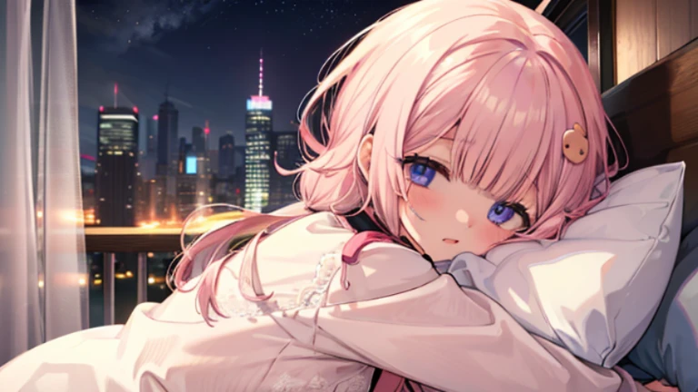 bed、、Sigh、night、cute、turn to the side、If you look next to、neighborを見る、close your mouth、ダブルbed、ツインbed、neighbor、upper grade、、hug、hug each other、reach out your hand、nap、stare、Half-open