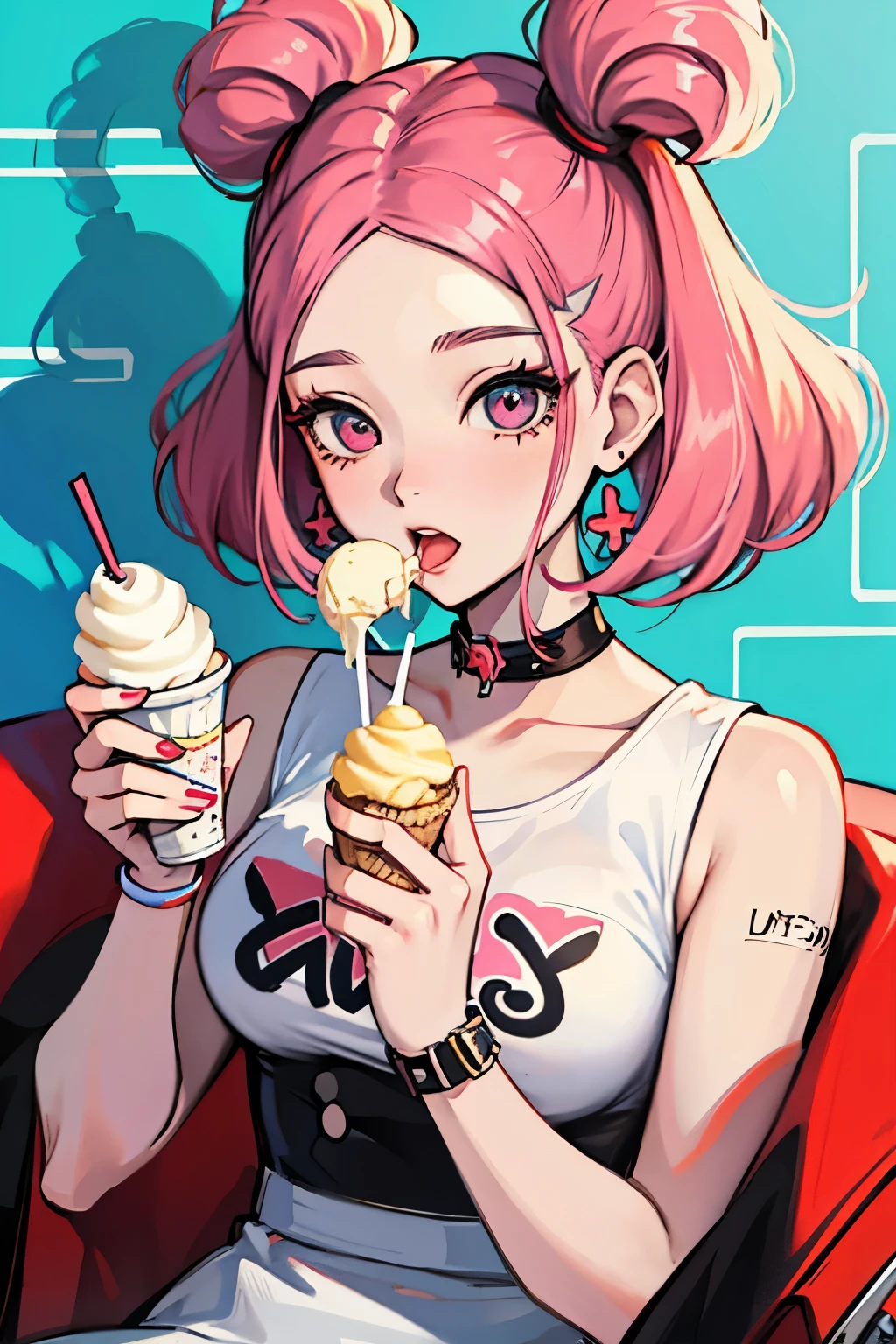 Nancy from the kpop group momoland eating ice cream and happy