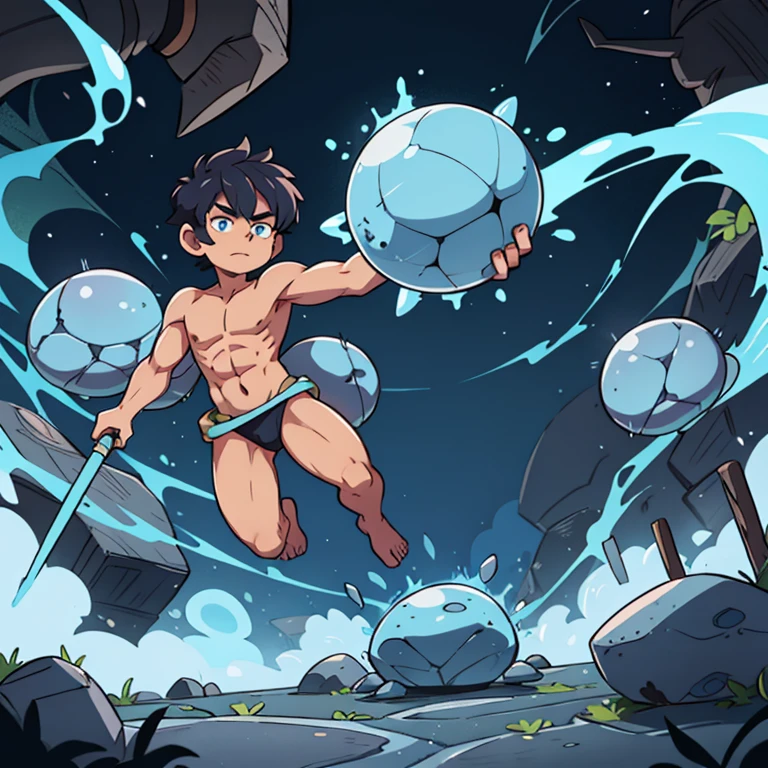 hybrid of man and stone. His body is covered with a hard stone shell, which provides him with protection from enemies. His eyes twinkle like precious stones, and azure veins run throughout his body. He has the strength and endurance of stone.