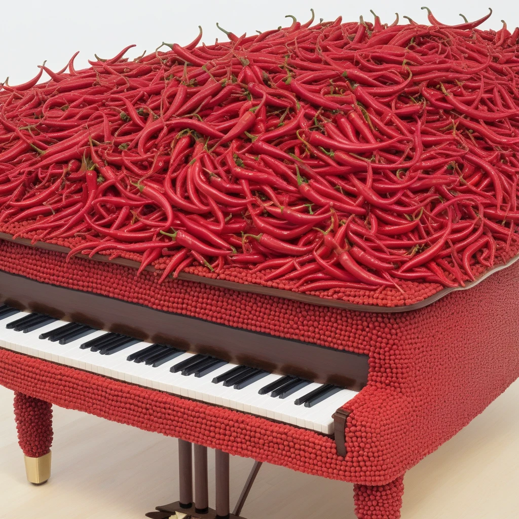 a piano made of a red chili peper