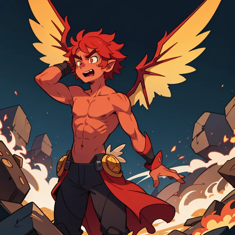  hybrid of human and dragon. His skin is covered with scales, and the wings stretch behind your back. His fire breath allows him to release powerful jets of fire., capable of burning everything in its path. His eyes sparkle with bright fiery sparks.

