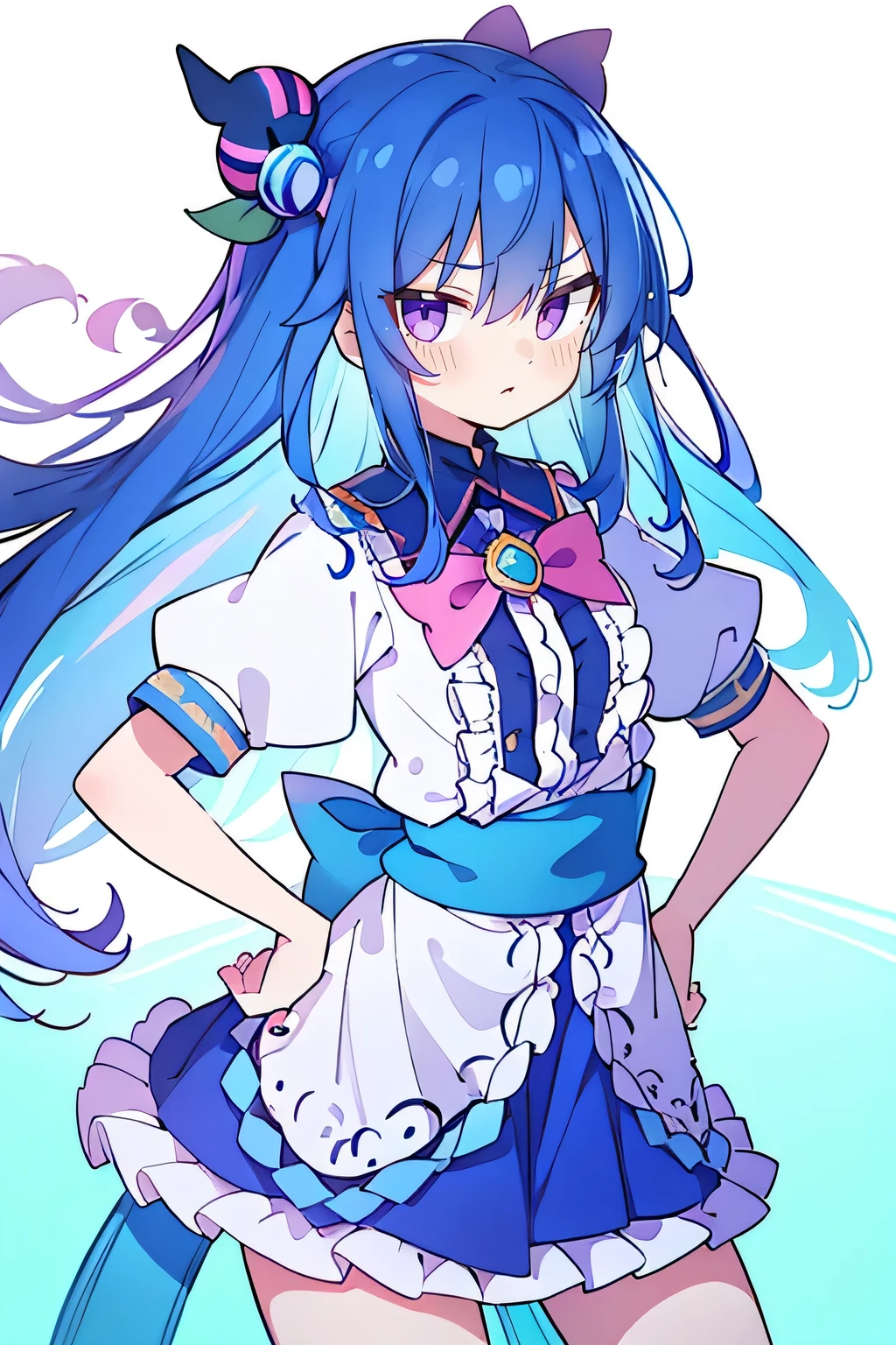 (masterpiece),best quality, expressive eyes, perfect face, 1girl,
Put your hands on your waist,fair, Gorgeous,Japanese cartoons,girl,lola,Hina Angel, blue hair, blue haired, floating clothes,Grab your waist, Grab your waist, hands on hips , hands on hips,sit, sit on ground, Legs on the ground, flat chest