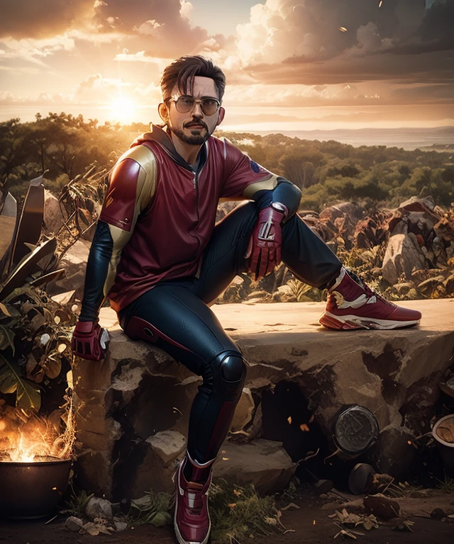Change background iron man ,realistic