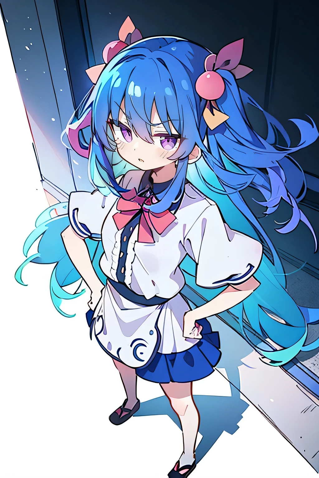 (masterpiece),best quality, expressive eyes, perfect face, 1girl,
Put your hands on your waist,fair, Gorgeous,Japanese cartoons,girl,lola,Hina Angel, blue hair, blue haired, floating clothes,Grab your waist, Grab your waist, hands on hips , hands on hips,sit, sit on ground, Legs on the ground, flat chest
