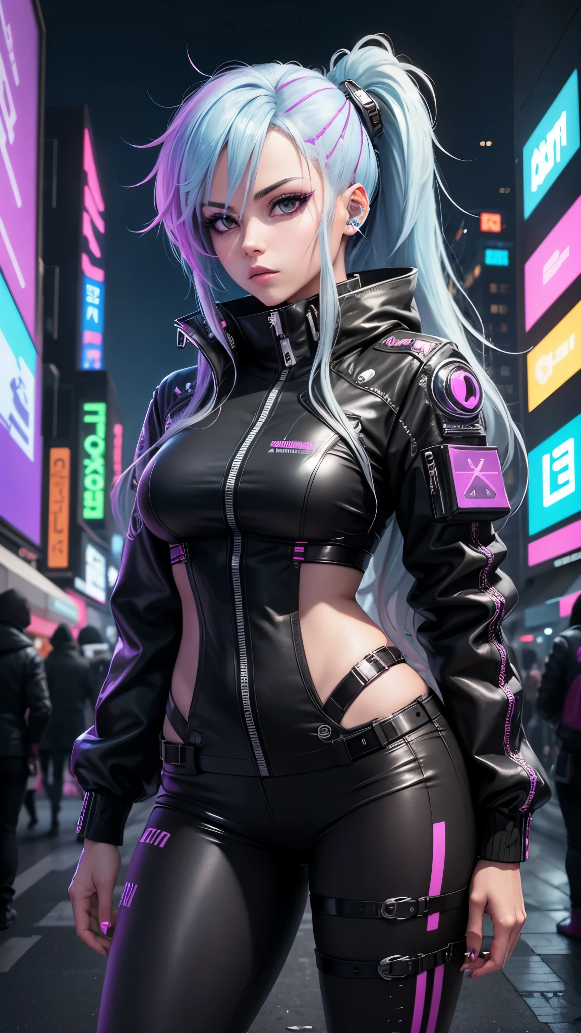 una mujer con auriculares y un traje futurista en una ciudad, ciberpunk digital - arte anime, digital arte del anime ciberpunk, arte del anime ciberpunk, Anime ciberpunk digital!!, anime ciberpunk, chica anime ciberpunk, chica anime ciberpunk mecha, anime ciberpunk moderno, anime ciberpunk, cyberpunk themed art, mujer chica anime ciberpunk, estilo de arte ciberpunk, Linda chica cyborg, cyborg - chica con cabello plateado