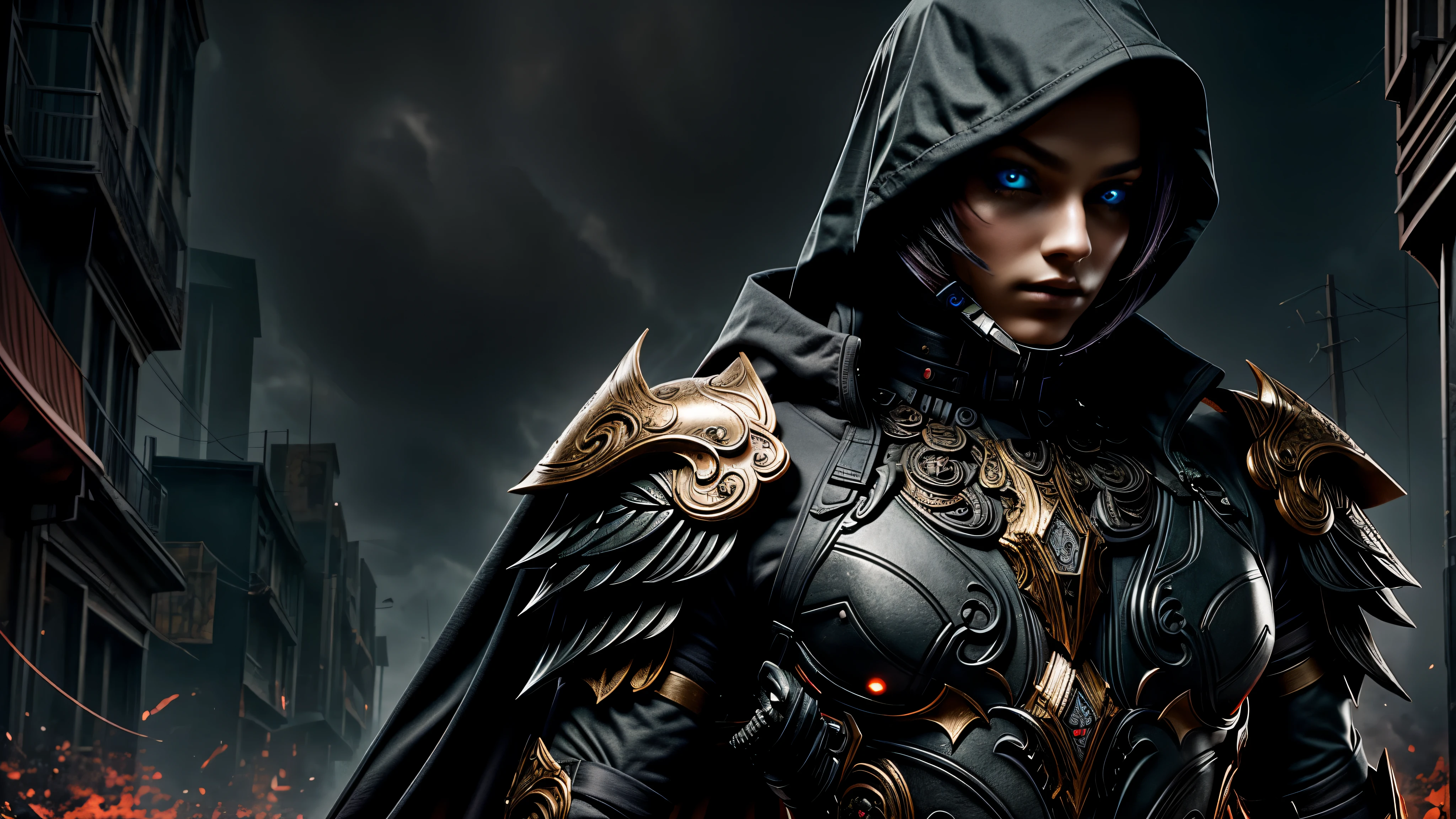 An epic and visually stunning digital artwork featuring a mid-30's feminine male astro marine with a scifi astro knight helmet that covers his whole head, armor plated flat masculine chest. The character is adorned in a scifi tactical armored trench coat, the armor plating on the upper arms and shoulders beautifully engraved. The image showcases the beauty and elegance of the character, capturing their flamboyant essence and heavy tactical goth aesthetic. The character has bright piercing beautifully rendered brass colored eyes that stand out against their helmet visor. The character also possesses androgynous features, with slim yet heavily muscled physique, sylphlike with a beautiful feminine waist and toned yet beautifully sleek cybernetic arms, gothic tribal markings flowing up their abs and down their arms, adding to their unique appearance, extremely beautiful eyes, extremely detailed eyes