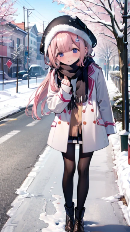 、Shyness、blush、embarrassing、blush、、Shyness笑い、、Warm、put on a coat、snow原、snow像、snow、cold、scarf、scarfを巻く、降snow、、reach out your hand、hold hands、walk side by side、While walking、stroll