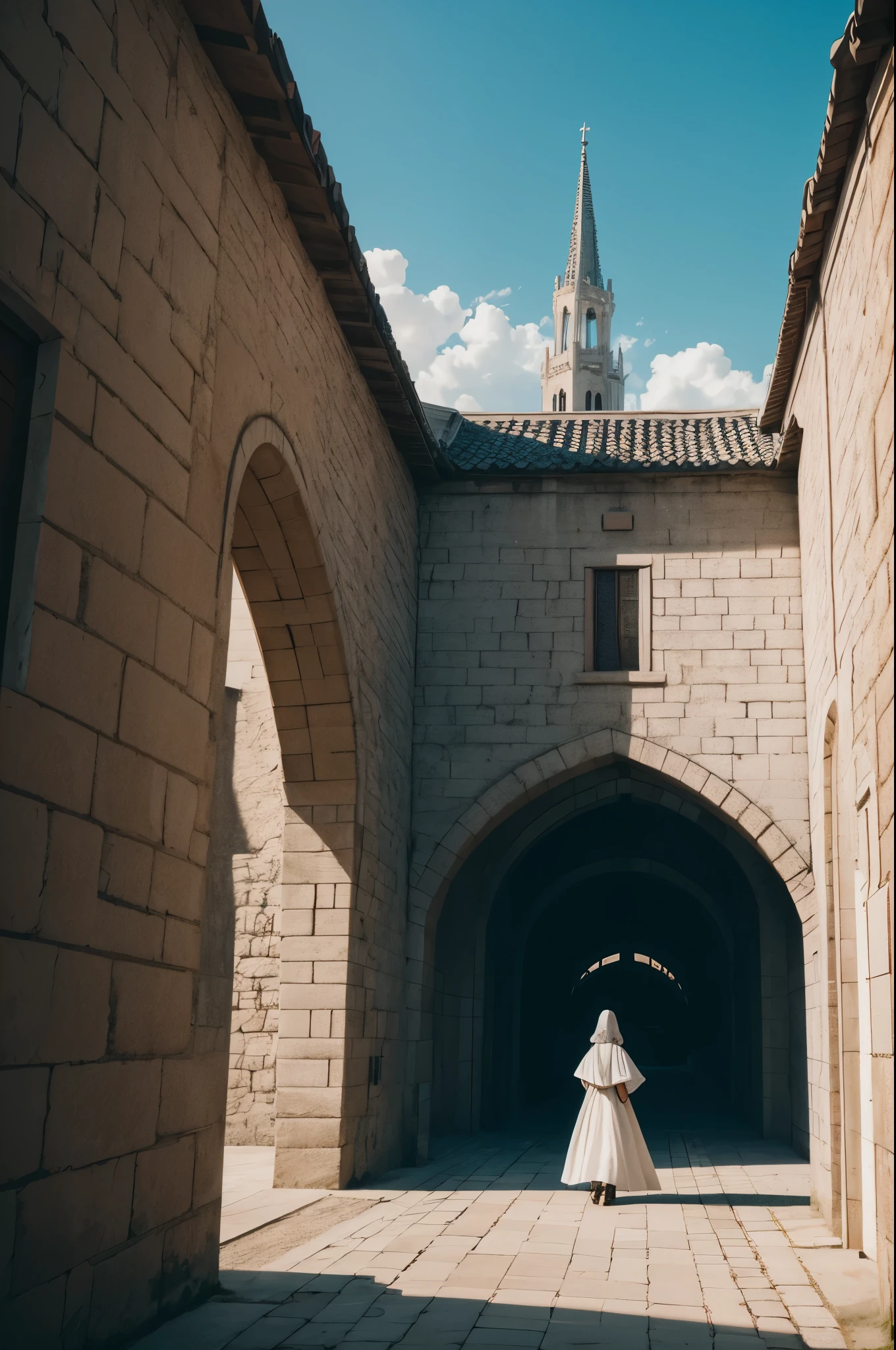 8K,white wallとオレンジ色の屋根で統一された港町,Landscapes of medieval Europe,A large square and fountain in the center of town,masterpiece,Photorealistic RAW photos of the highest quality。bright colors,rich colors, Backlight, cinematic lighting, film grain, to be born, 50MM lens, Nikon D850,realistic skin,fantasy art,character art,ultra high resolution,white wall,Homer,beautiful sea,beautiful expression,Big port,空から見たBig port町の風景,people coming and going々,