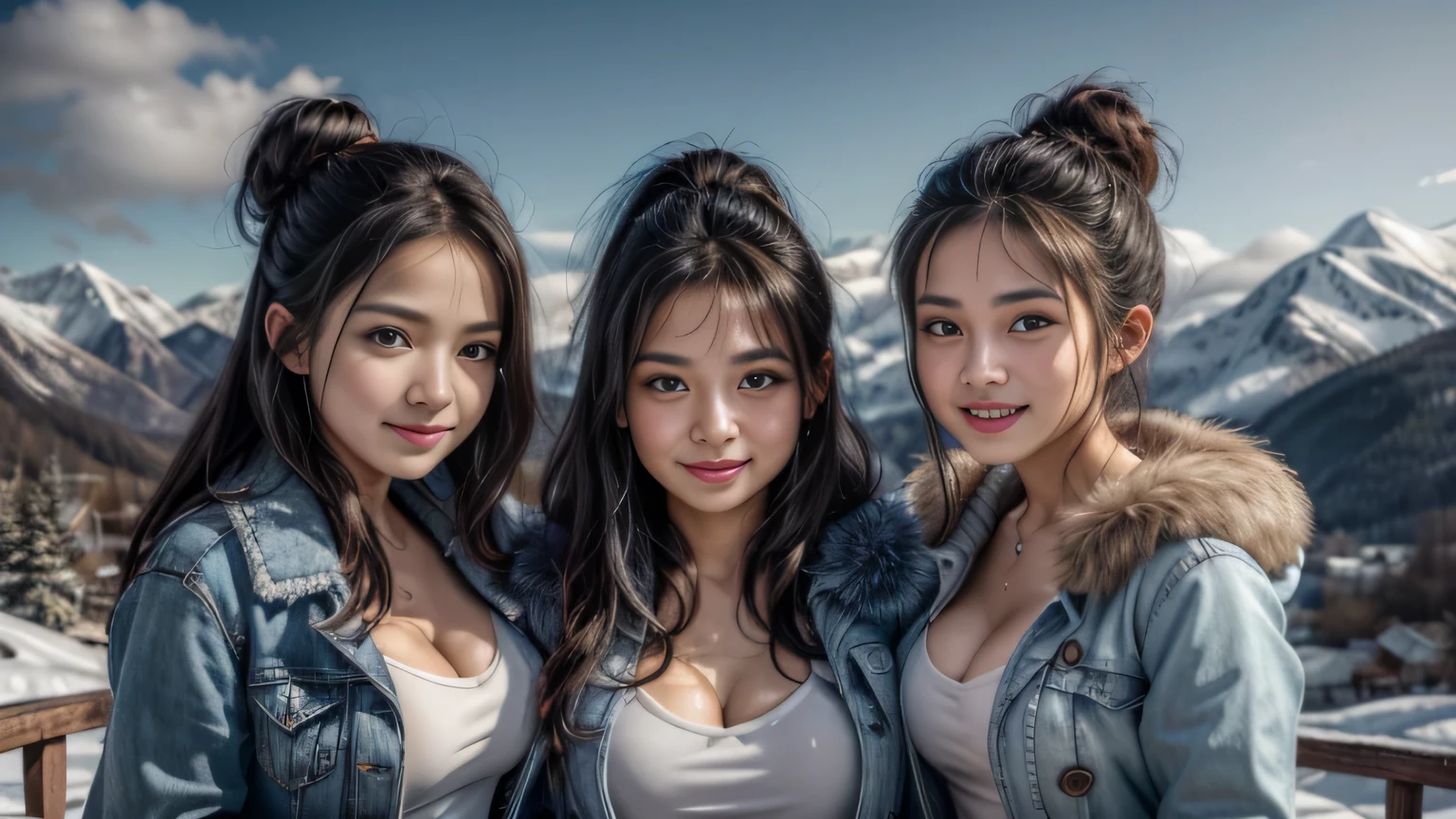smile、pubic hair、shirt、白いshirt、Blue hoodie、A group of 10 female students standing in a row、smile、(masterpiece, Highest quality, 8K Wallpaper, High resolution, Ultra-realistic landscapes), Big Breasts、tits、Nipples、2 Girls, by 2 person, Realistic Face, A little far angle, front, Slender figure: 1.1, Wearing an eye black, Patagonia Clothing, Trekking pants, Carrying a white backpack: 1.2, Mountain girl style, Backpacker, Mountaineer, 登Mountain中の背景に美しい朝日, tent in Mountain, Trekking shoes, Detailed face, Fine grain, Detailed nose, Detailed information, Mountain