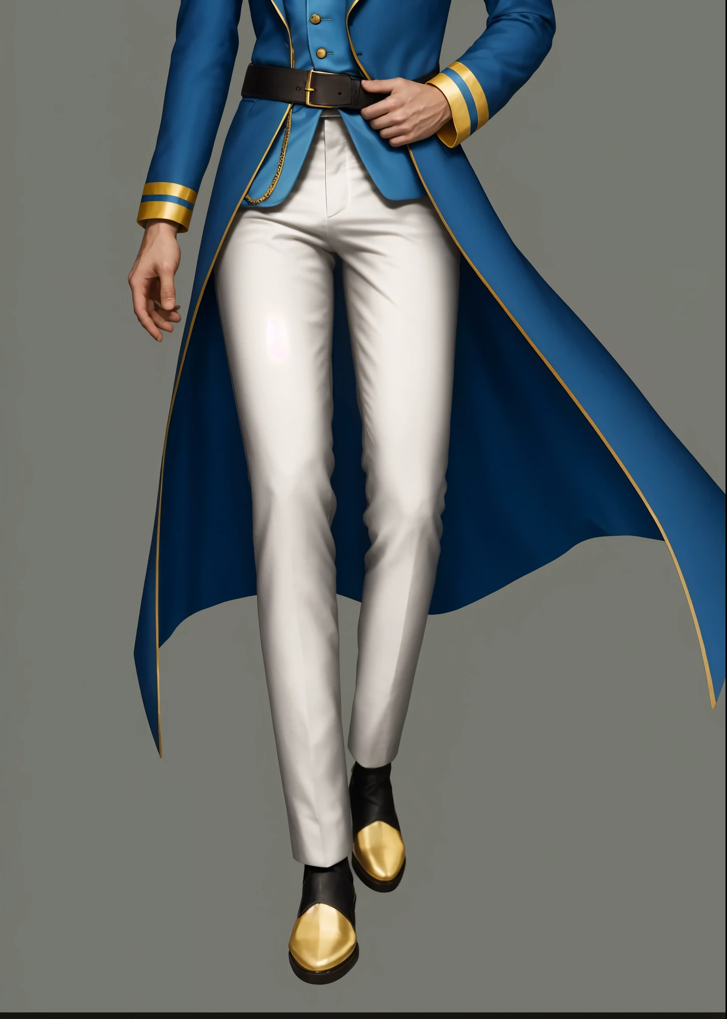 reference sheet: 1.8, great details, high quality, masterful work, Tall Boy, Beautiful face, Long white pants, art, (masterpiece, A high resolution, high quality: 1.2), complex parts, cinematic lighting, clear focus, depth of field, White pants