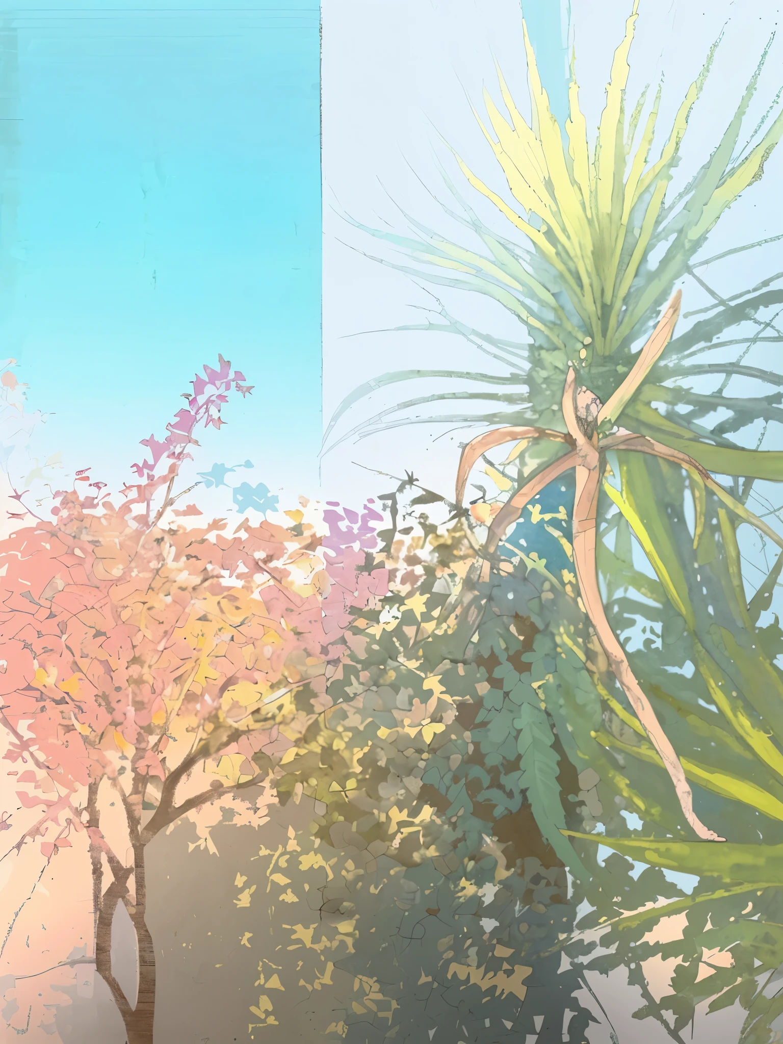 replace by art nouveau painting, line art, only few colors