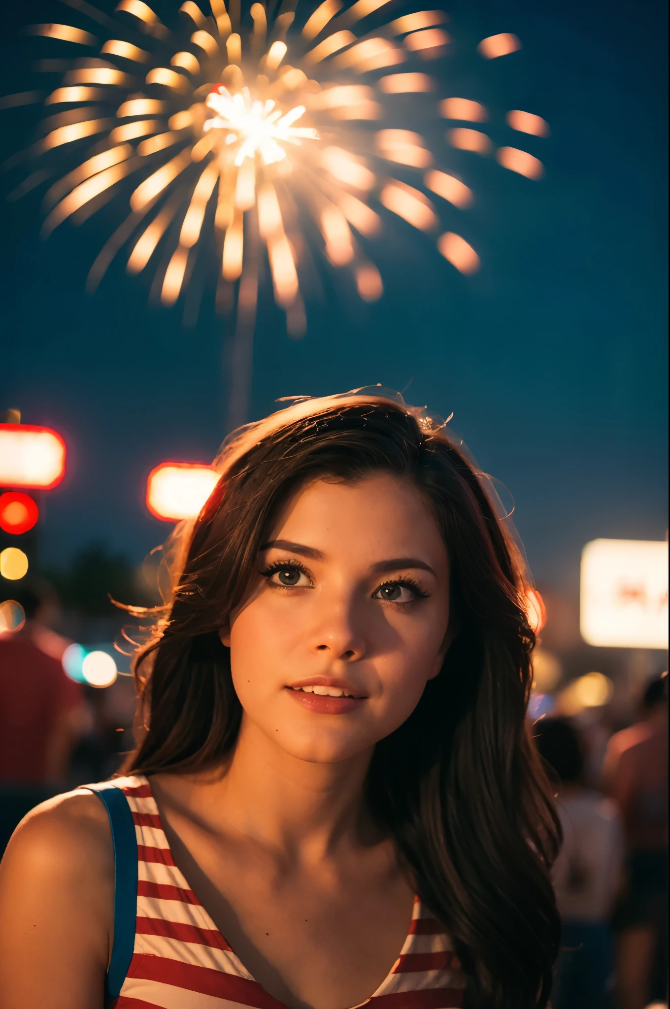 the fourth of july celebration. 3 point cinematic lightning, 50mm lens. 16:9 ratio