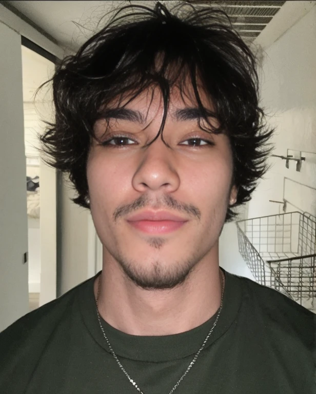 bushy man with a beard and a collar around his neck, foto de perfil, cerca de 30 anos, half body head shot, with Korean facial features, 32 anos de idade, expression would be on the face, foto do perfil 1024px, strong facial features, barba no queixo, cavanhaque