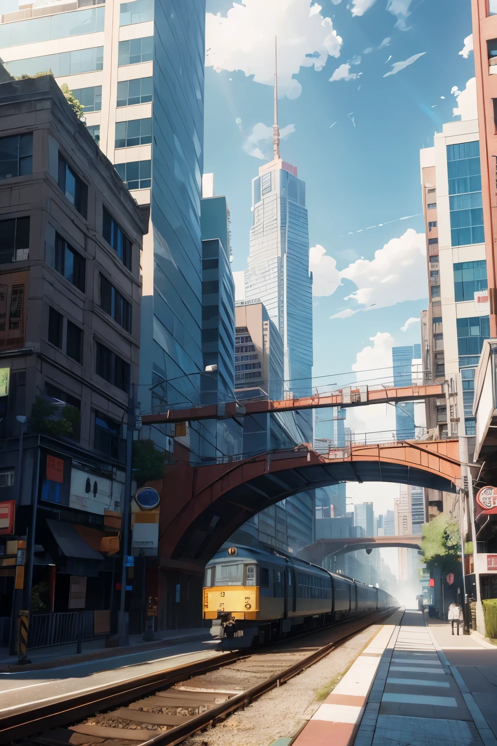 map、parchment、absurderes、ultra res、ultra-detailliert、（bokeh dof:1.8）、More accurate depiction of buildings、Beautiful depiction、（steampunc:1.8）、A megacity where the magical science of steampunk developed、lensflare、Reflectors、Prism Light、Wind-blowing effect、Anime style、。.。.。.。.3D、Skyscraper、Bustling street、Highway、Stations and trains、Car、a river、Huge construction、Desolation and darkness、Development and decline、miscellaneous、the chaos、steam、brass、gear、Watches、Overhead view、