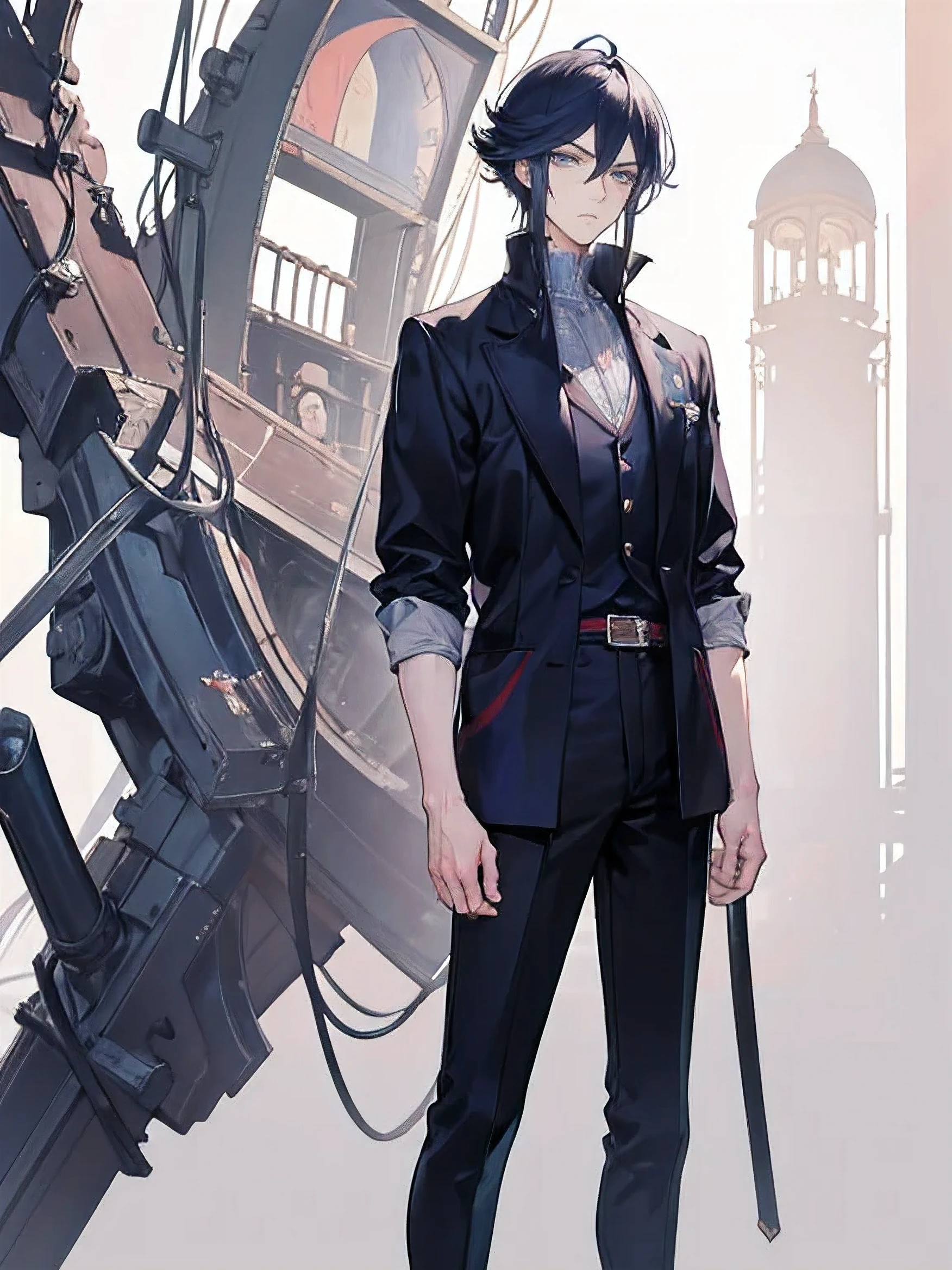 Masterpiece, a sad looking guy , beautiful eyes, man tall height 6'11 feet, hands inside pocket, anime hair, gojo hair, 8k quality