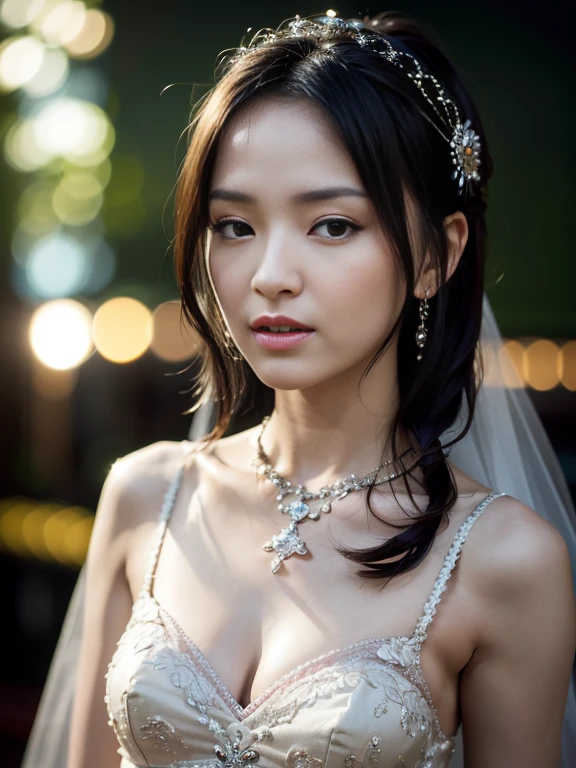 best quality, masterpiece, highres, 1girl,china wedding dress,hair ornament,necklace, jewelry,Beautiful face,slender, small breasts, tyndall effect,photorealistic, dark studio, rim lighting, two tone lighting,(high detailed skin:1.2), 8k uhd, dslr, soft lighting, high quality, volumetric lighting, candid, full body, high resolution, 4k, 8k, Bokeh