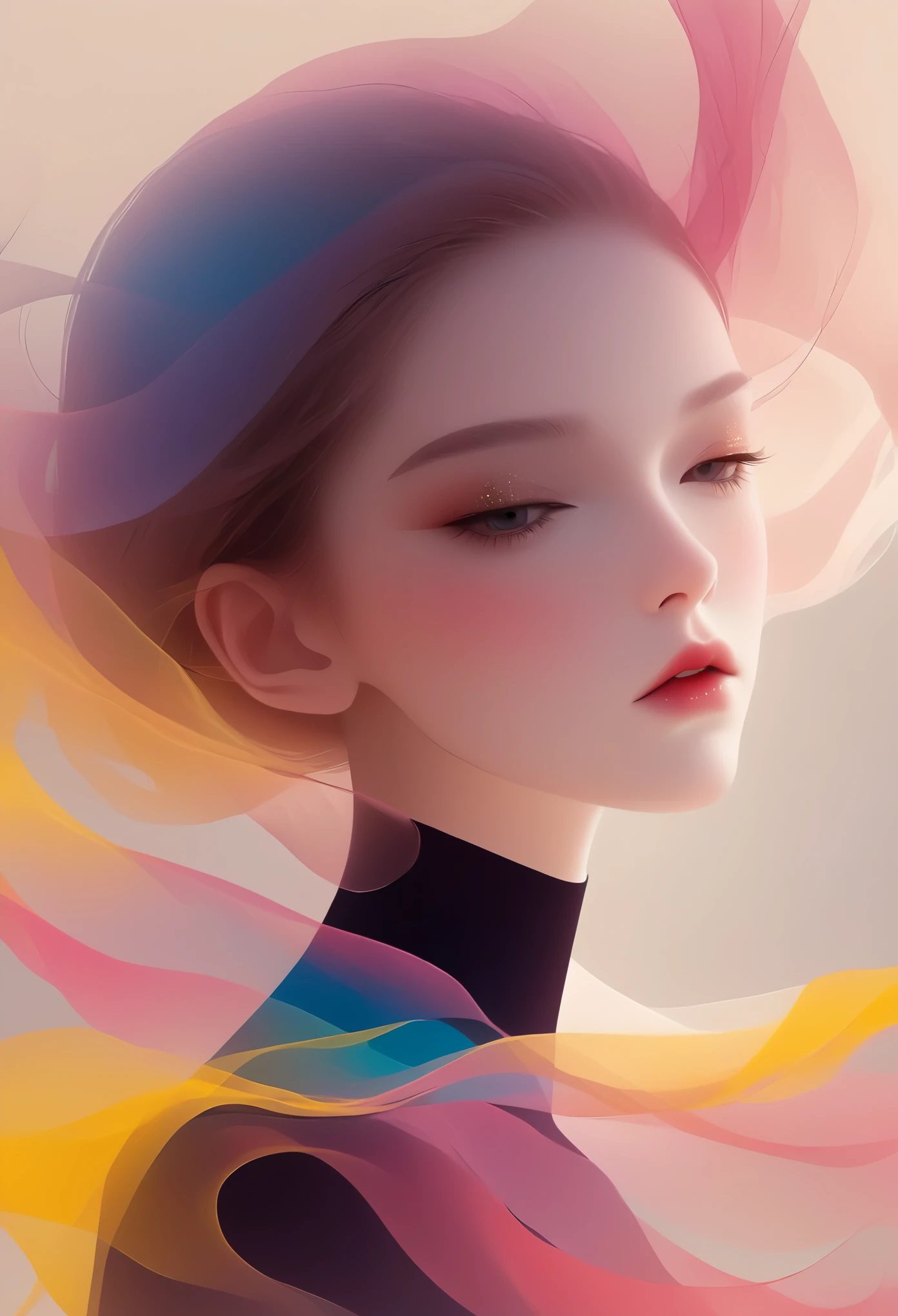 1 girl，unique，beautiful，portrait，artistic conception，abstract