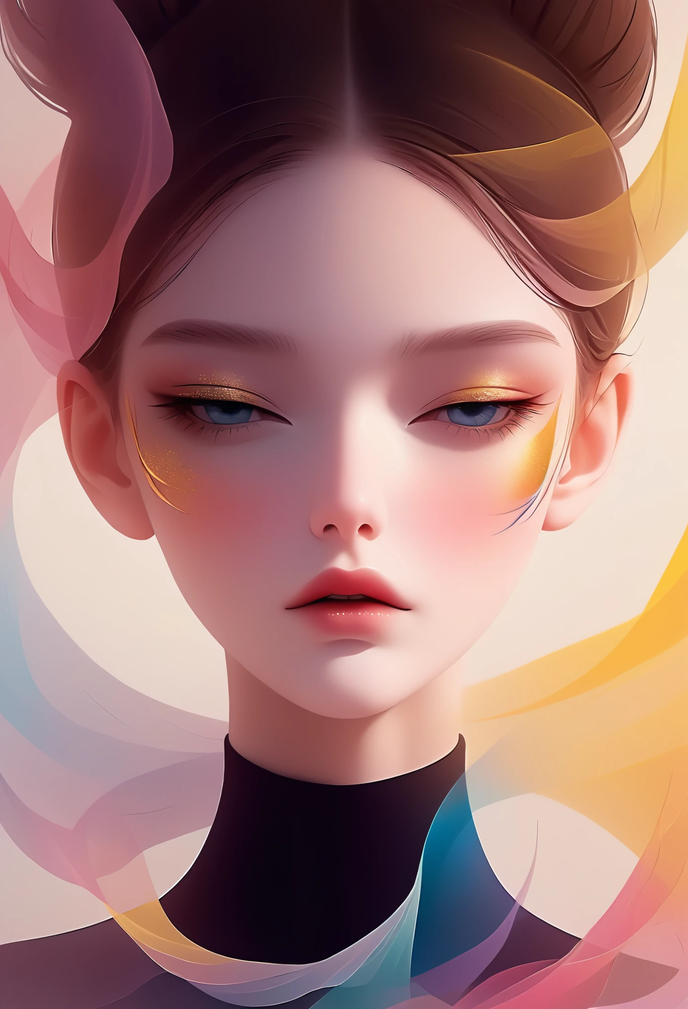 Digital Art Illustration，1 girl，unique，beautiful face，portrait，artistic conception，abstract