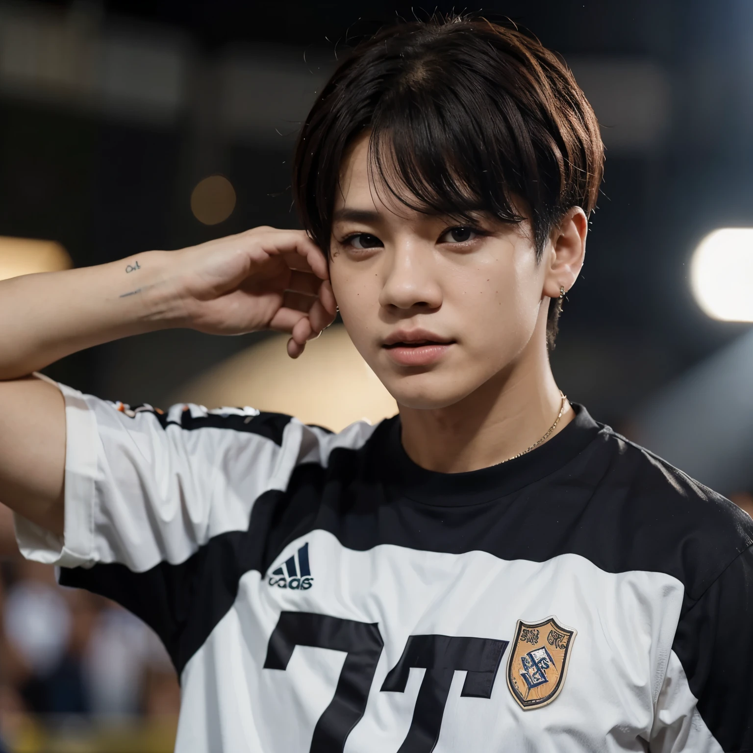 o JIMIN do BTS com a camisa do Corinthians escrito SAMIRA