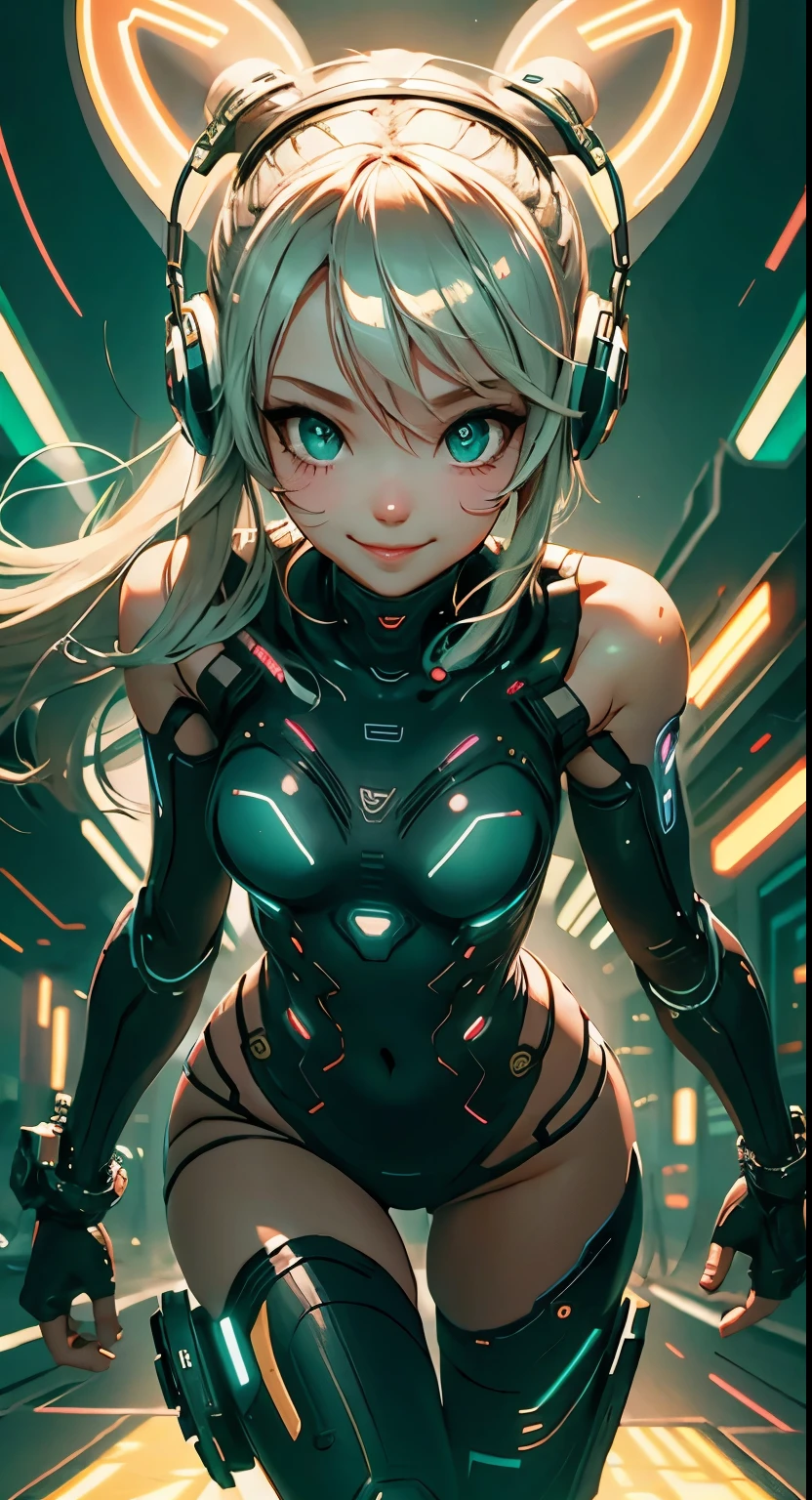 Cyber Girl, gentle smile,run