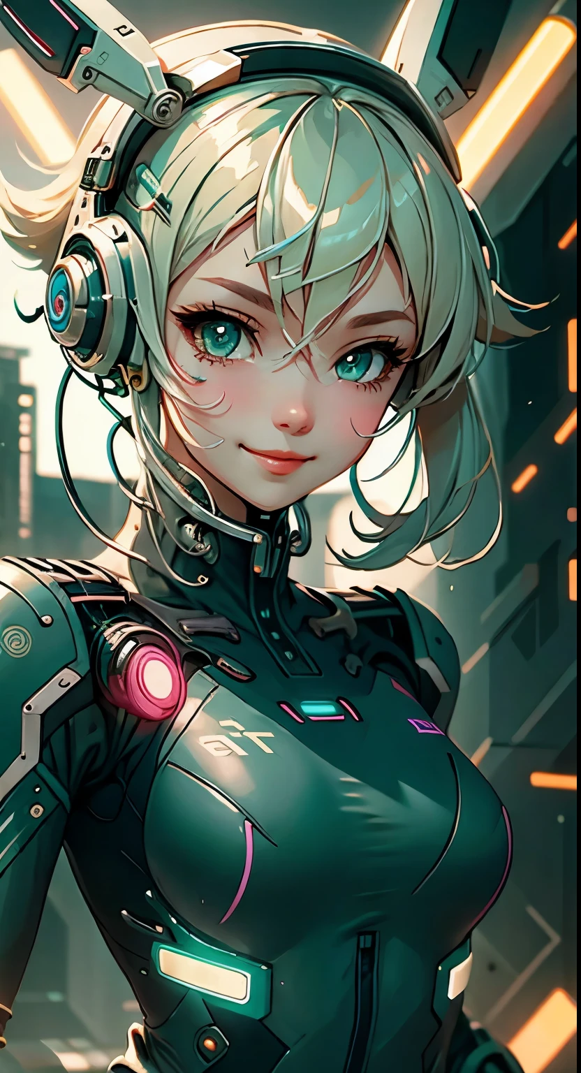 Cyber Girl, gentle smile，run