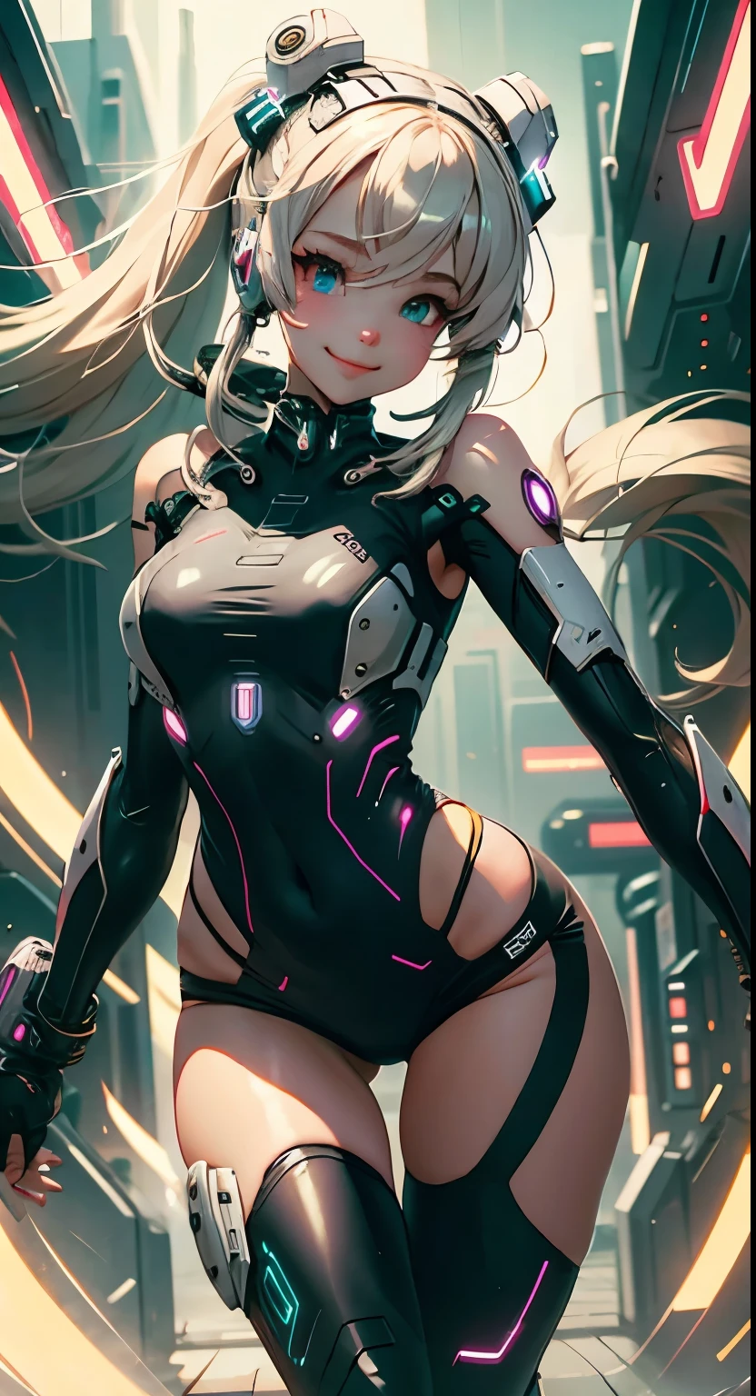 Cyber Girl, gentle smile，run