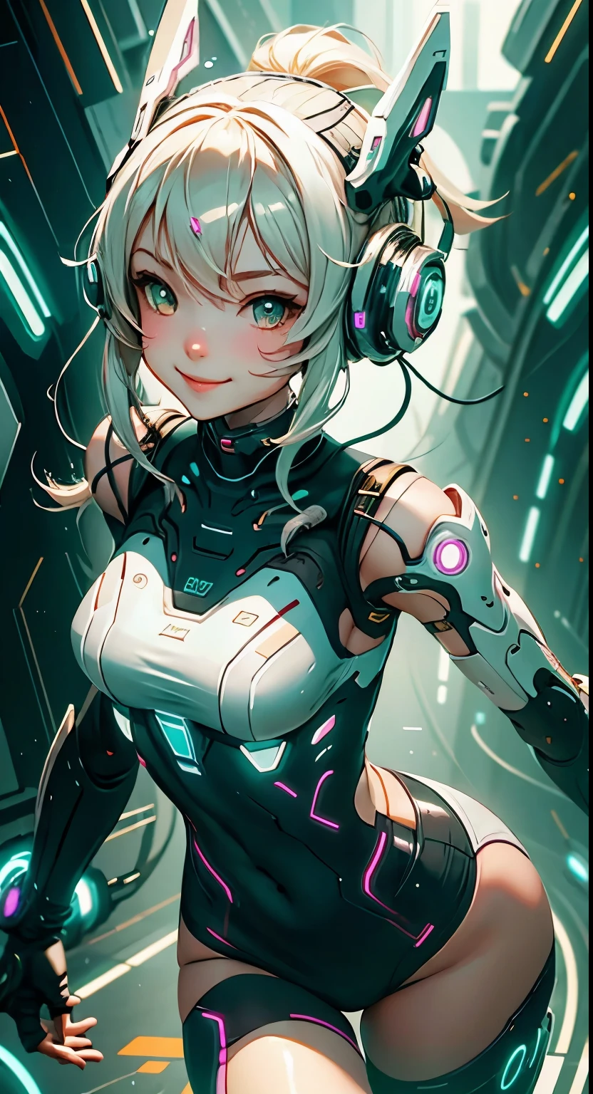 Cyber Girl, gentle smile,run
