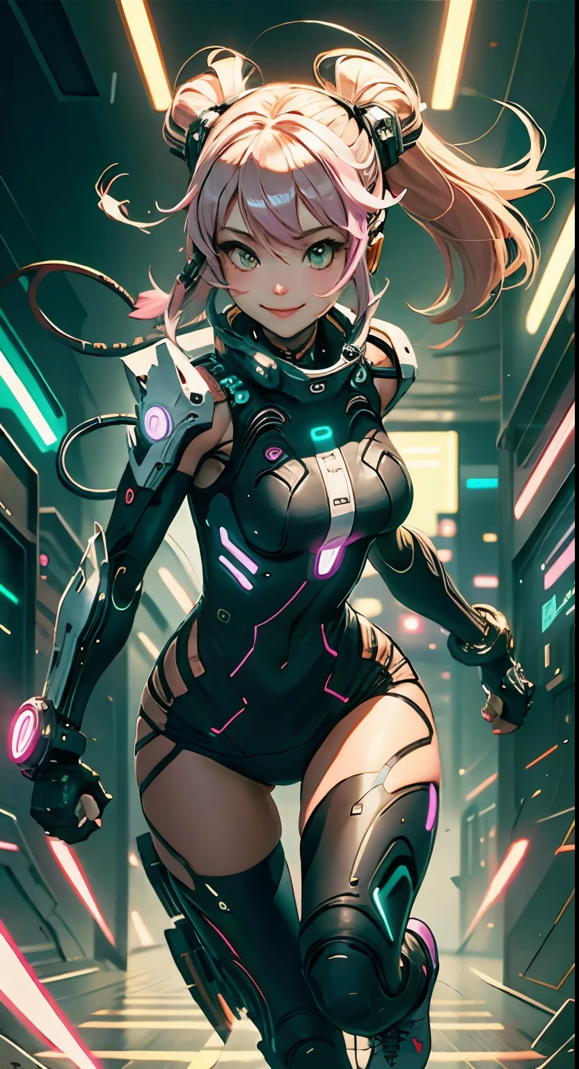 Cyber Girl, gentle smile，run