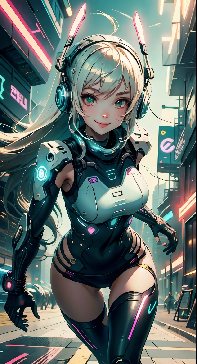 Cyber Girl, gentle smile,run
