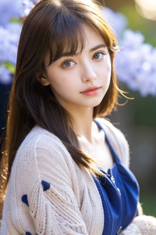 ((highest quality)), ((masterpiece)), (be familiar with), perfect face,1 female、whole body、bottom corner、brown hair、long hair、well-groomed face、thick lips、blue eyes、blue cardigan、valley、slim、black shorts、cherry blossoms、cherry blossoms吹雪、petal、Kyoto、old buildings、night、full moon、masterpiece、ultra high resolution、delicate、perfect lighting、sunlight、16k