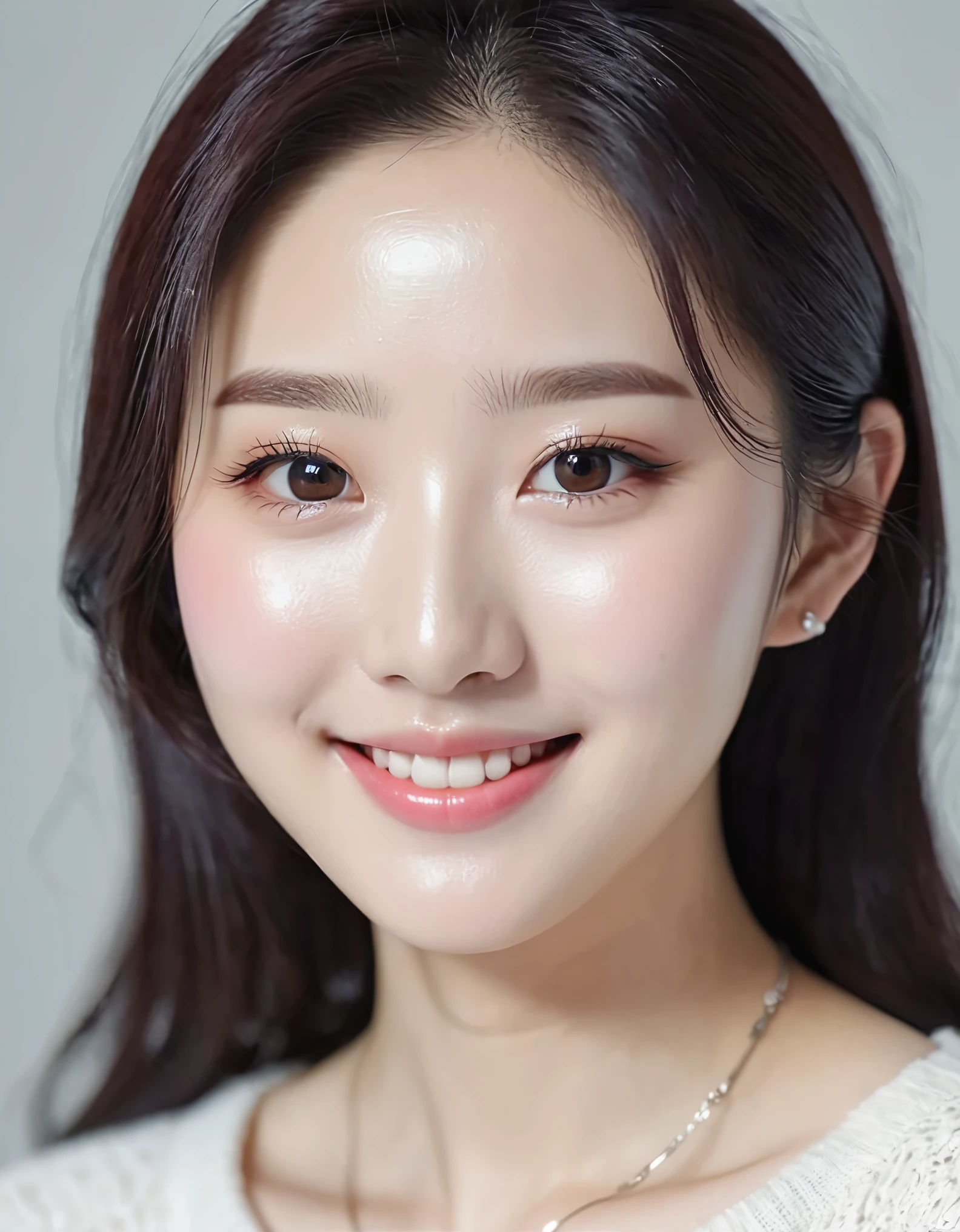 Korean girl, white skin, very beautiful, cute, sweet smile.