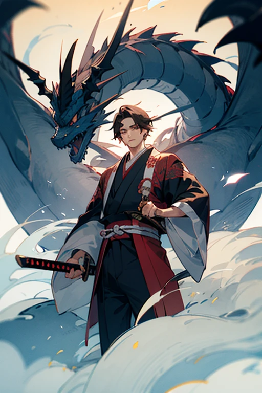 Japanese sword、dragon、people、handsome man