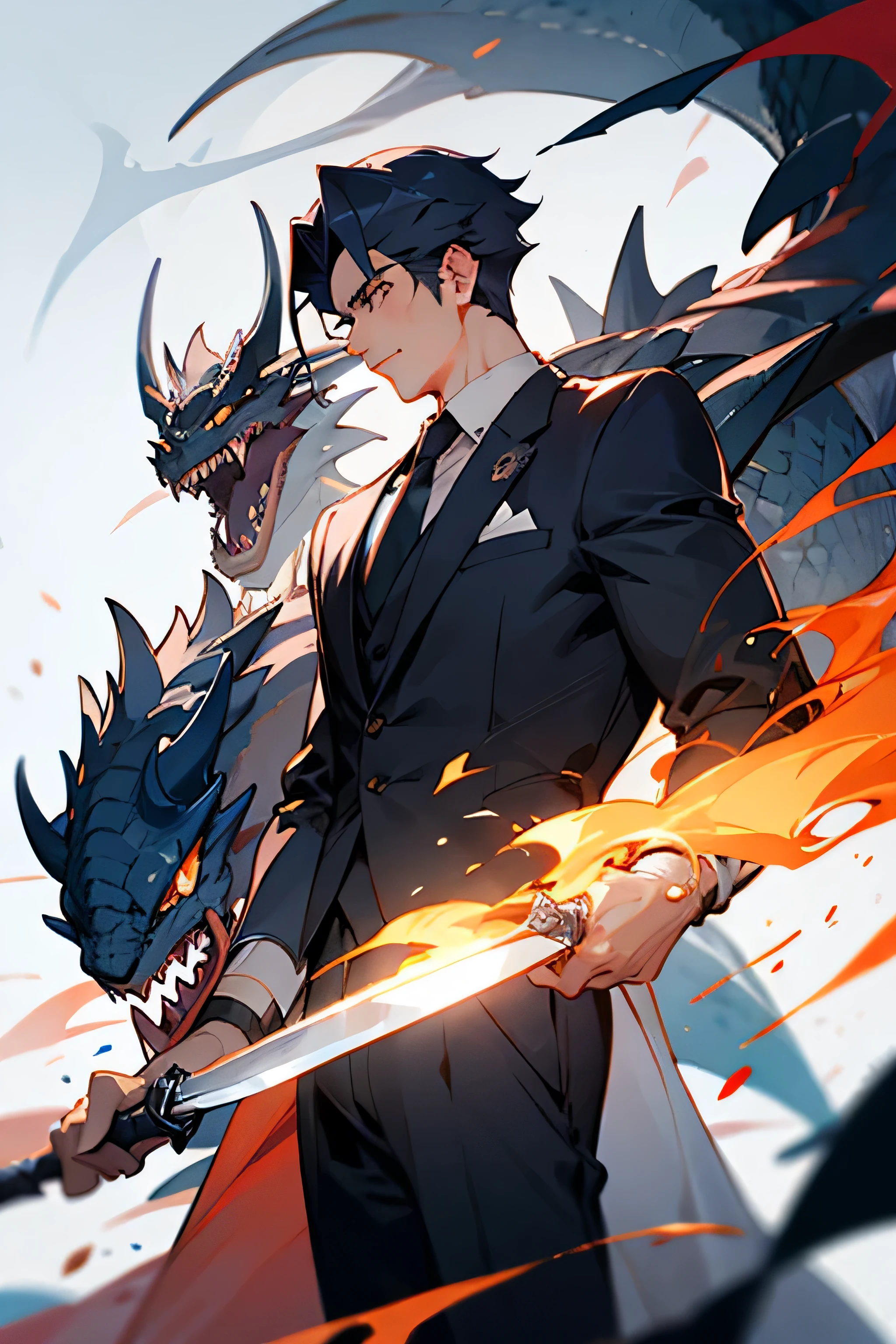 knife、dragon、people、handsome man