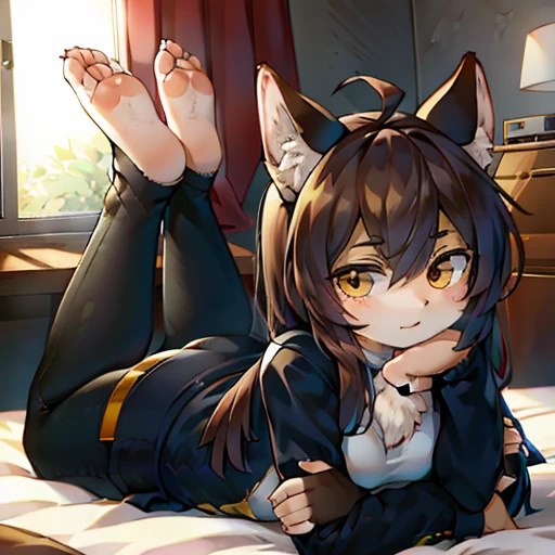 Rest on stomach, feet up (pose