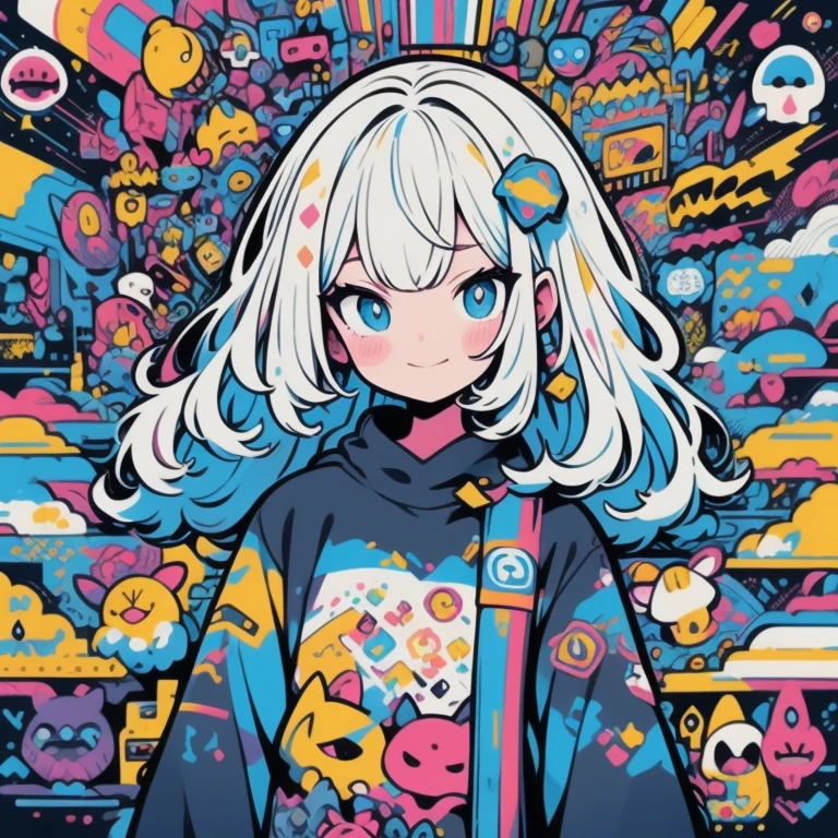 In this high-resolution, best quality picture, we see a mesmerizing artwork in a comic style. The design features the captivating Sweet Dranaqueen, with her vibrant colors shining on a white background. This masterpiece of a vector graphic showcases the creativity and attention to detail, making it perfect for a T-shirt design or sticker art. The artist's skillful use of lines and contours brings out the unique personality of the character, while the bright colors add an element of excitement. With its alluring charm and flawless execution, this illustration is truly a Meisterwerk in the world of anime art.