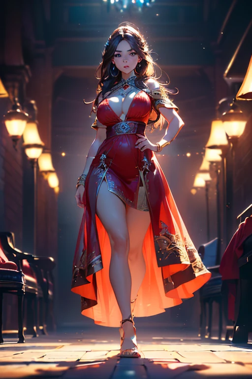 goddess、Wear an off-the-shoulder bodycon top、Beautiful legs、erotic、Great proportiony hips are constricted、Place one hand on one's hip