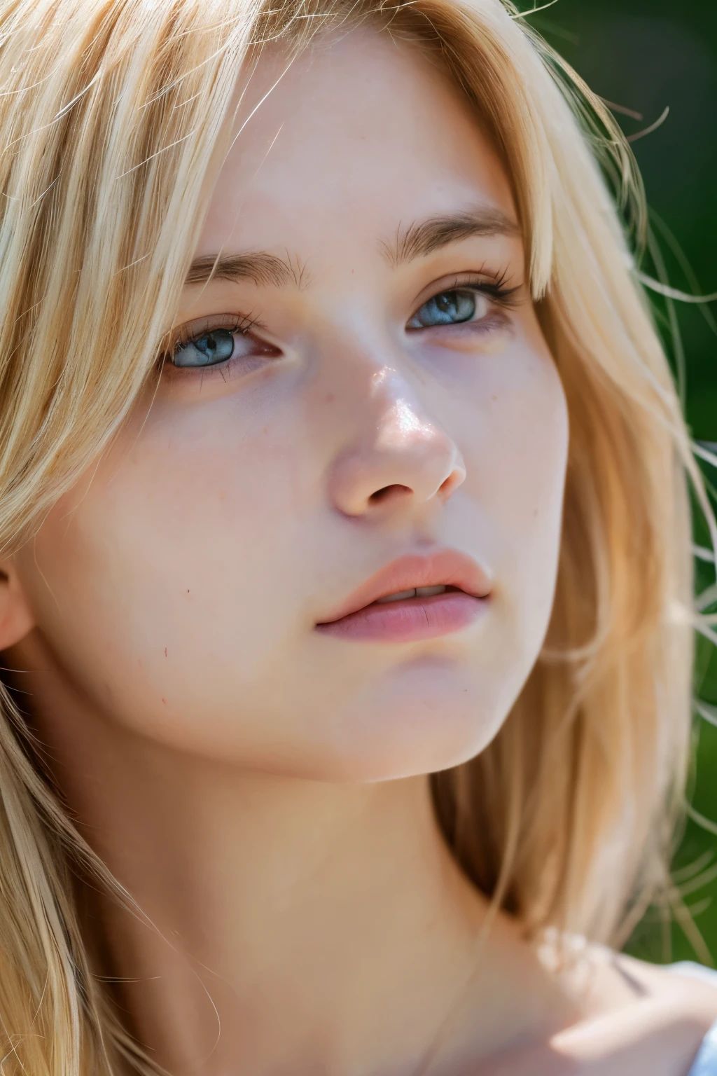 ((highest quality)), ((super resolution)), ((realistic)), (intricate details), 19 years old, blonde hair, perfect face, compensate:1.5, light shines on your face, facial details, goblin_cut,